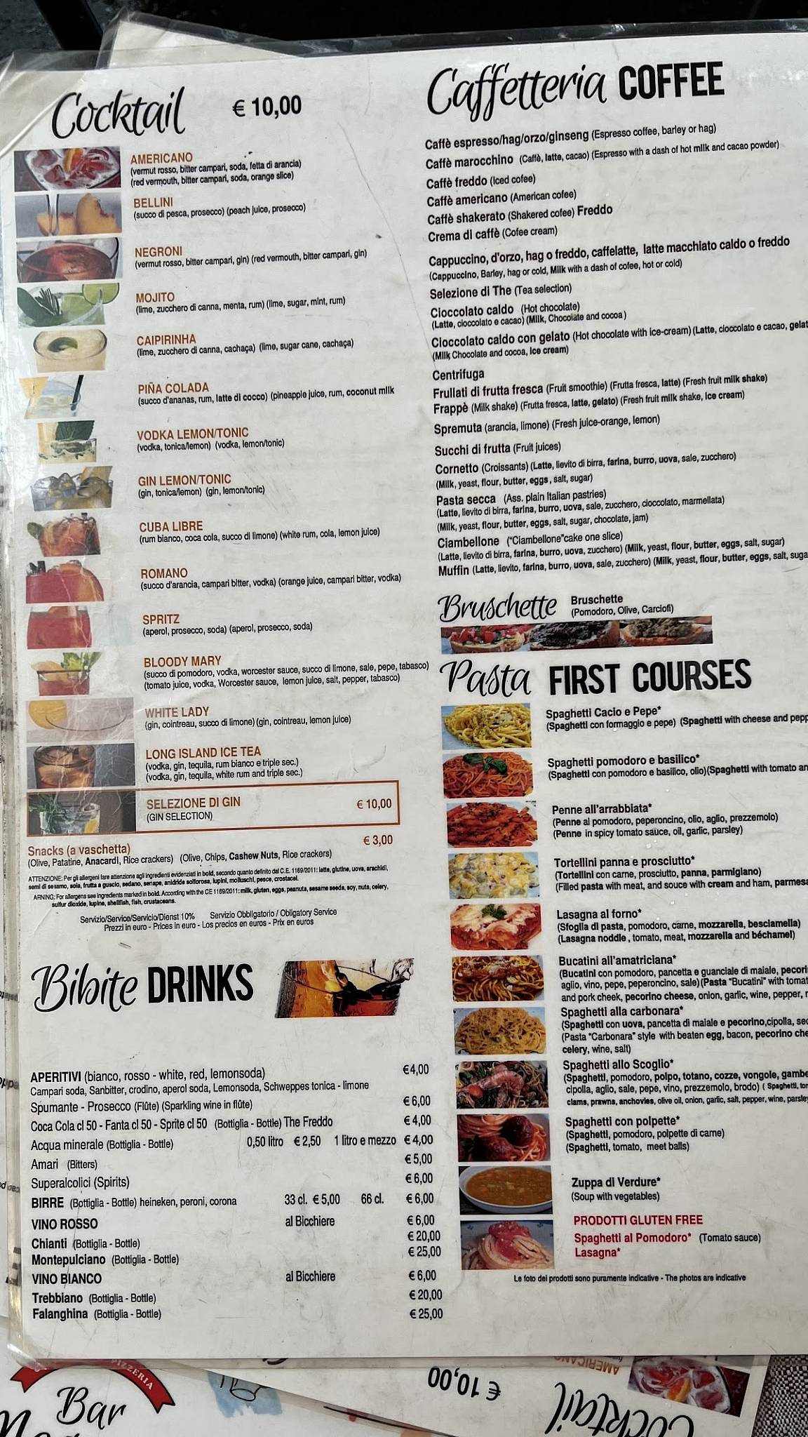 Menu di RistoBar Mecenate Roma 