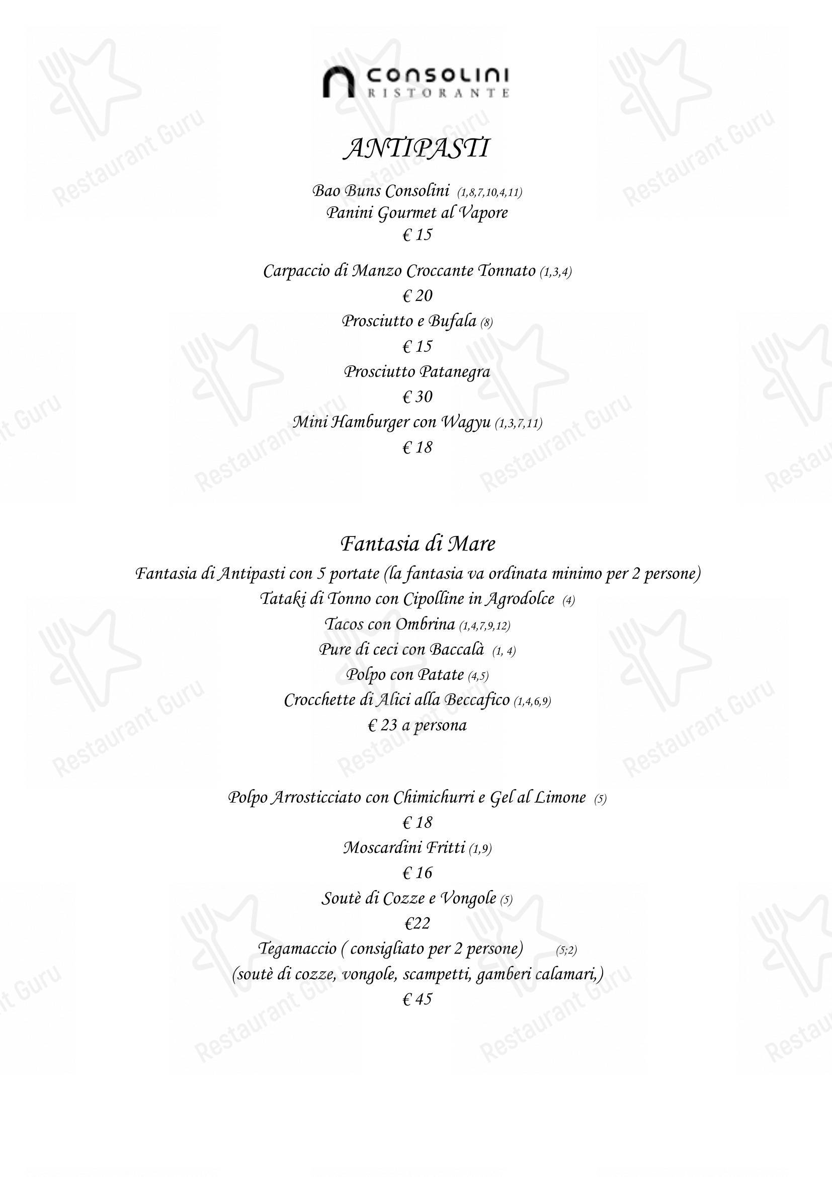Menu di Ristorante Consolini - Menu bar