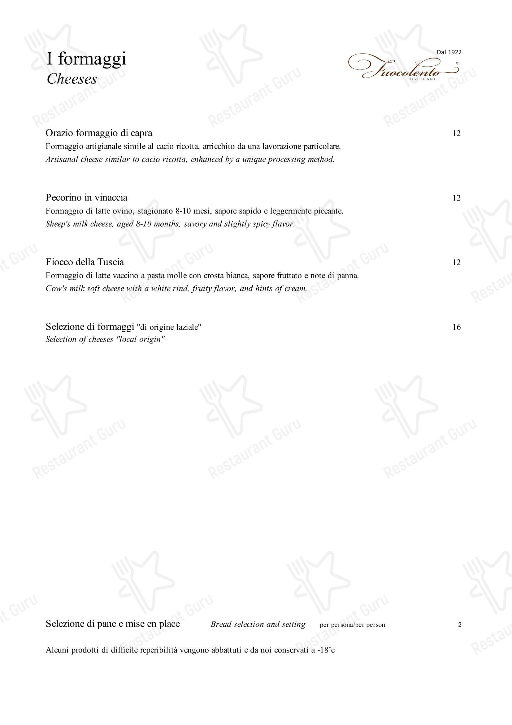 Menu per Fuocolento in Roma