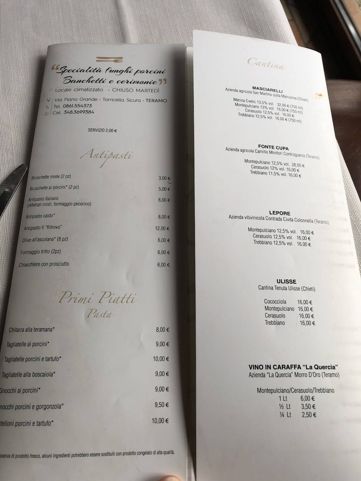 Menu di Ristorante Il Ritrovo 