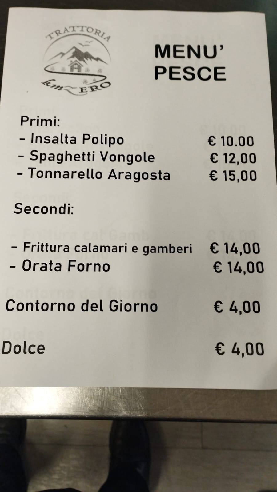 Menu di Osteria Fario 