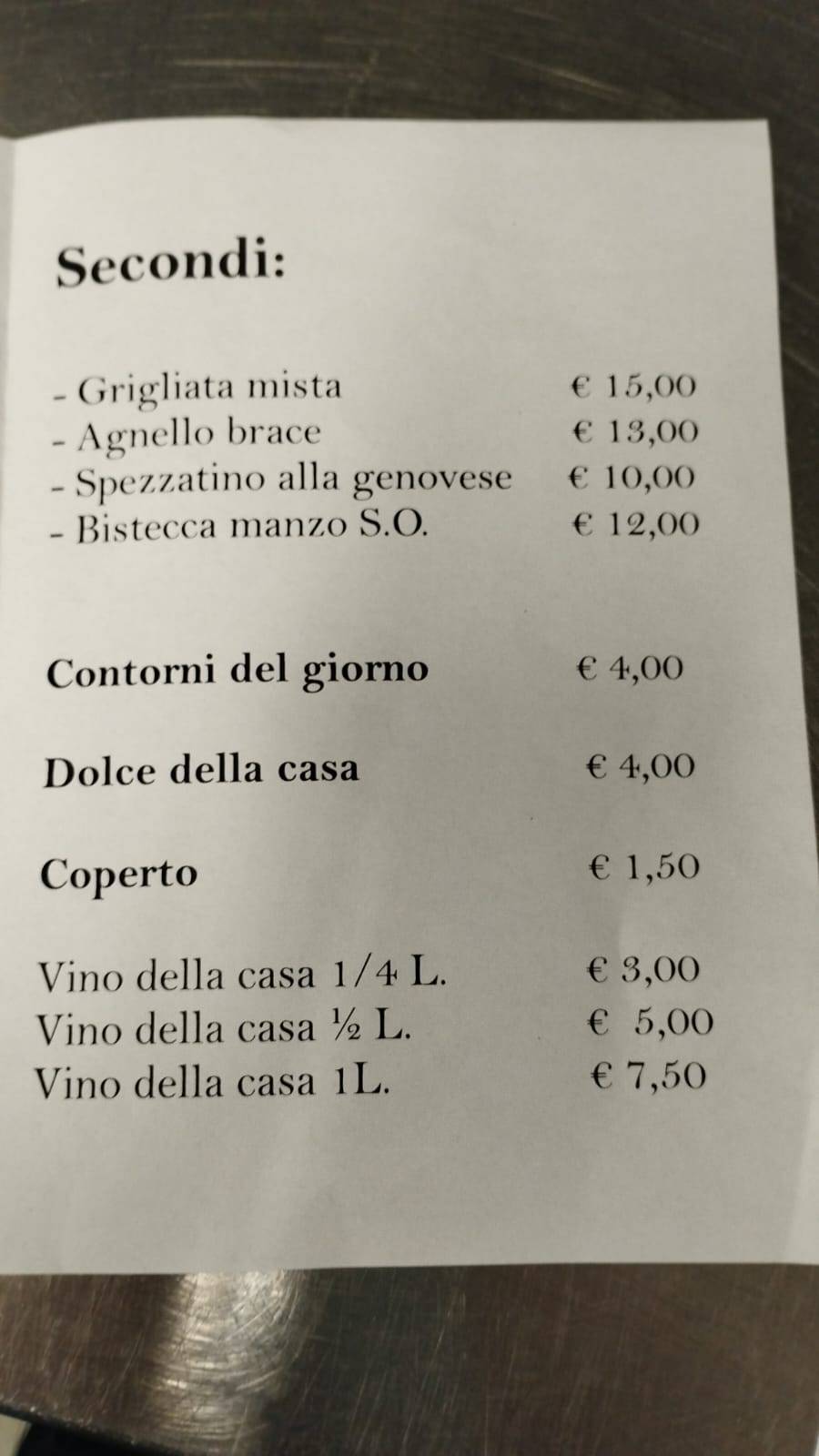 Menu di Osteria Fario 