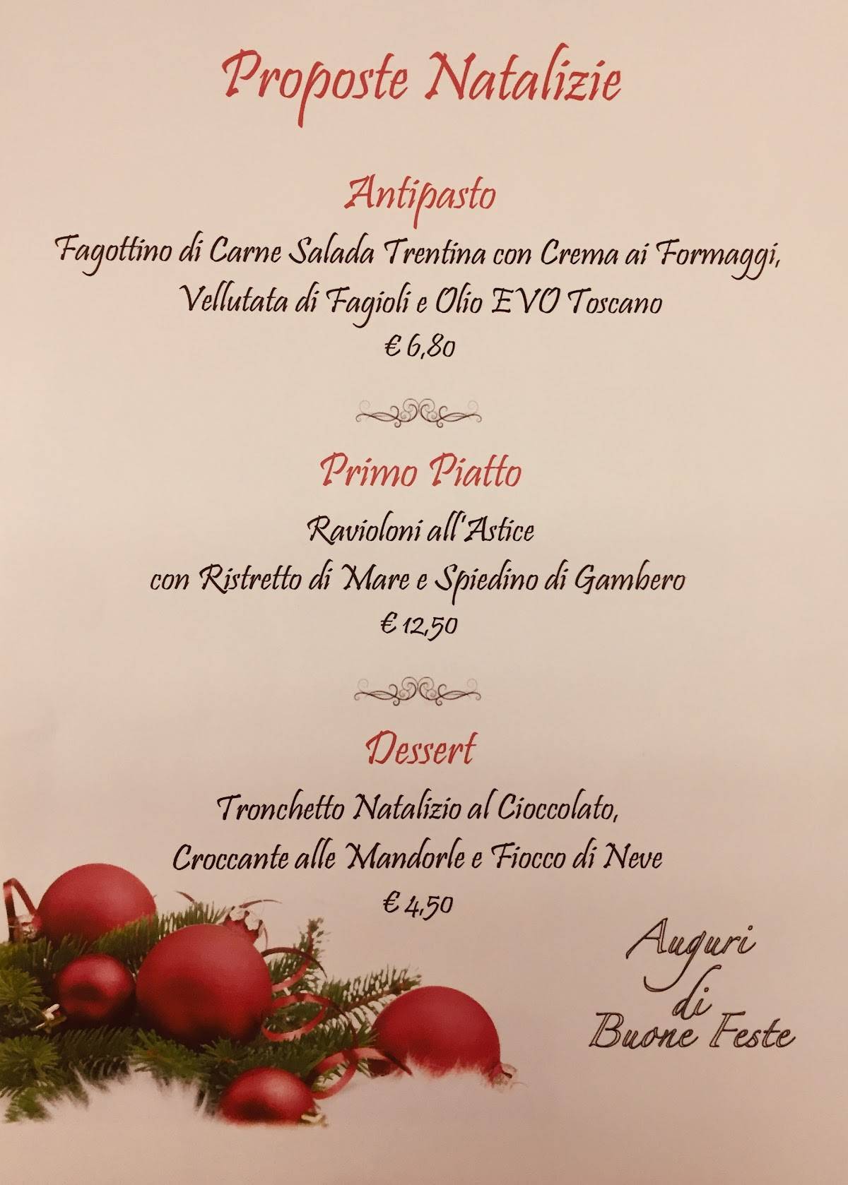 Menu di Ristorante La Primoteca 