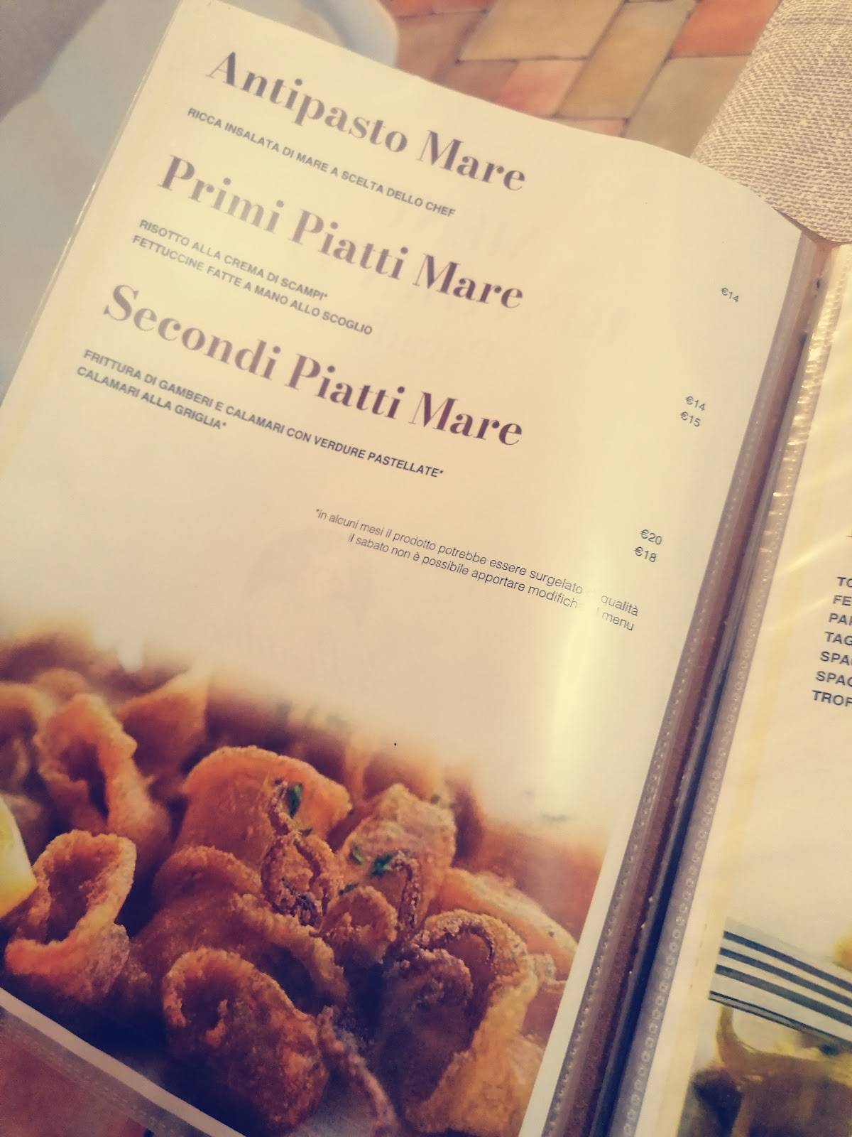 Menu di Ristorante Paradiso Ricevimenti 