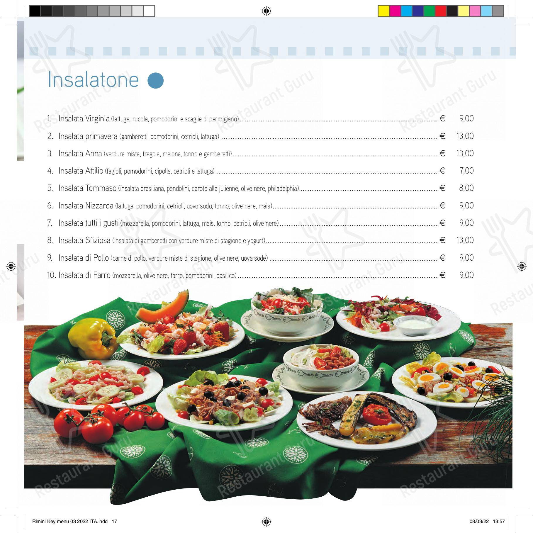 Menu per Ristorante Pizzeria Rimini Key ristorante
