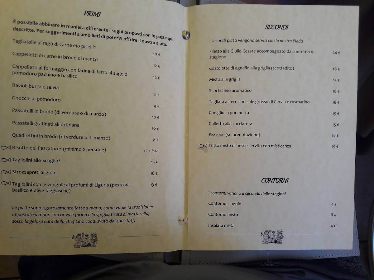 Menu di Ristorante “Dalla Maria”, 