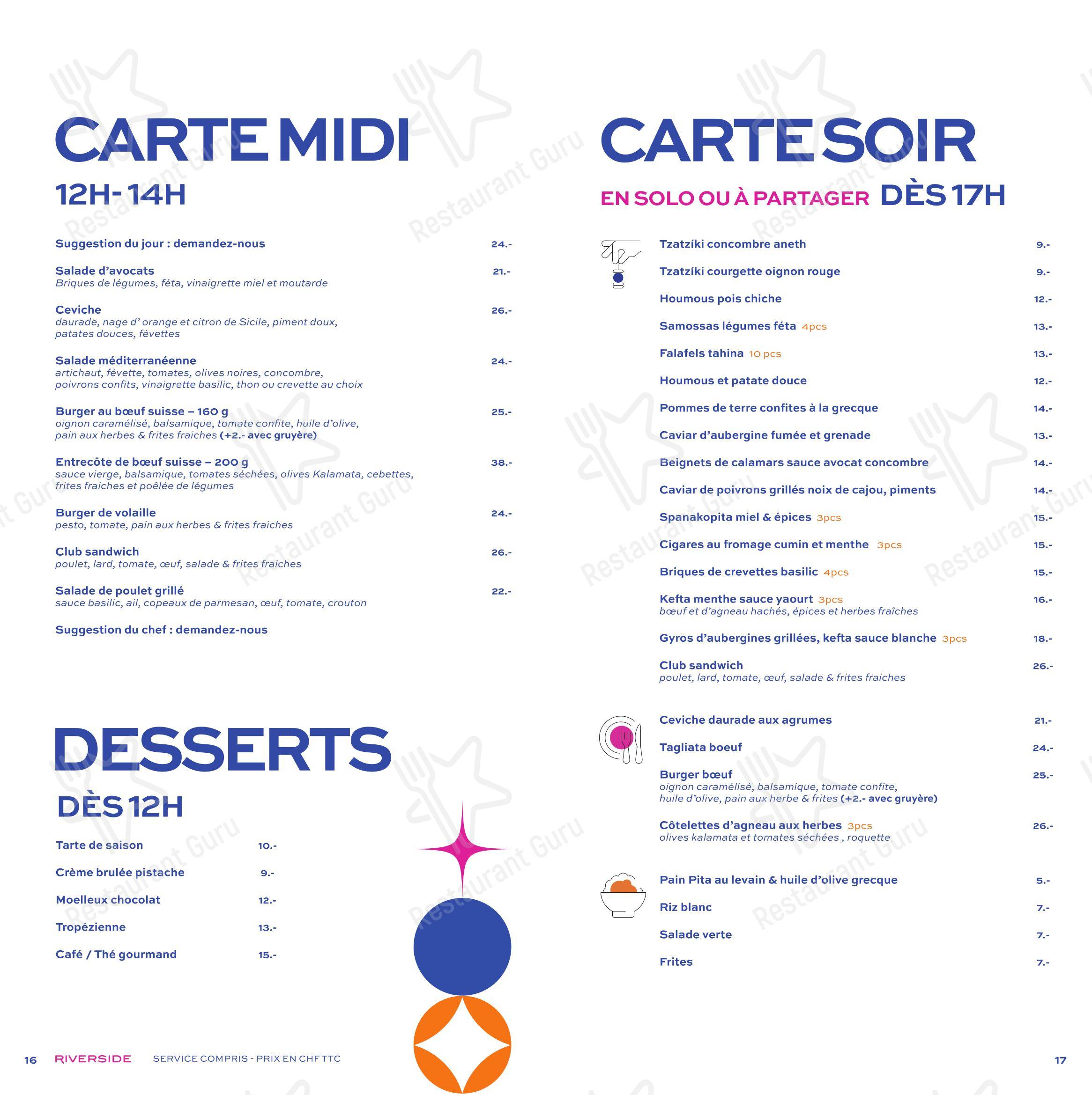 Menu per Riverside in Ginevra