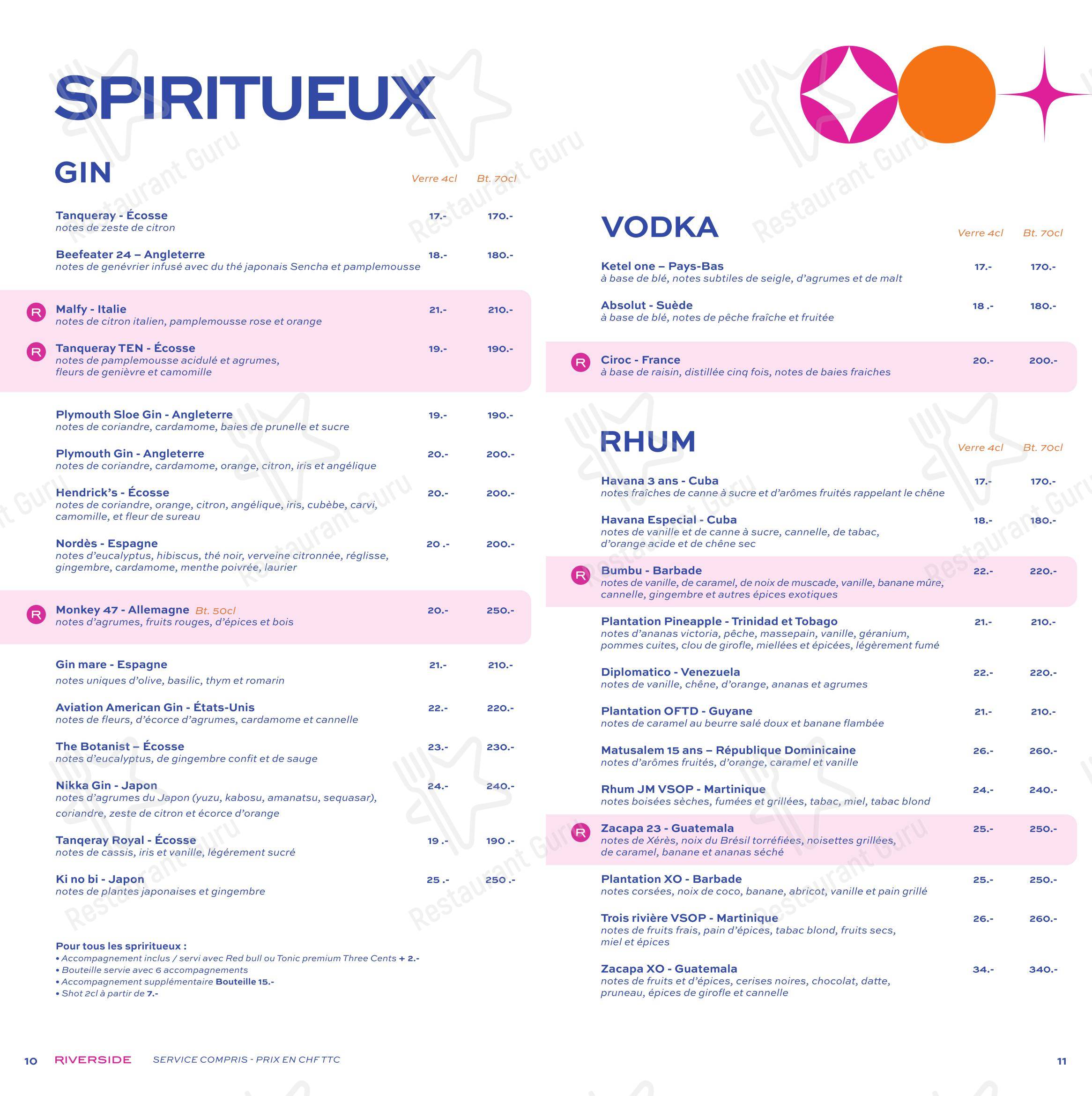 Menu di Riverside - Menu