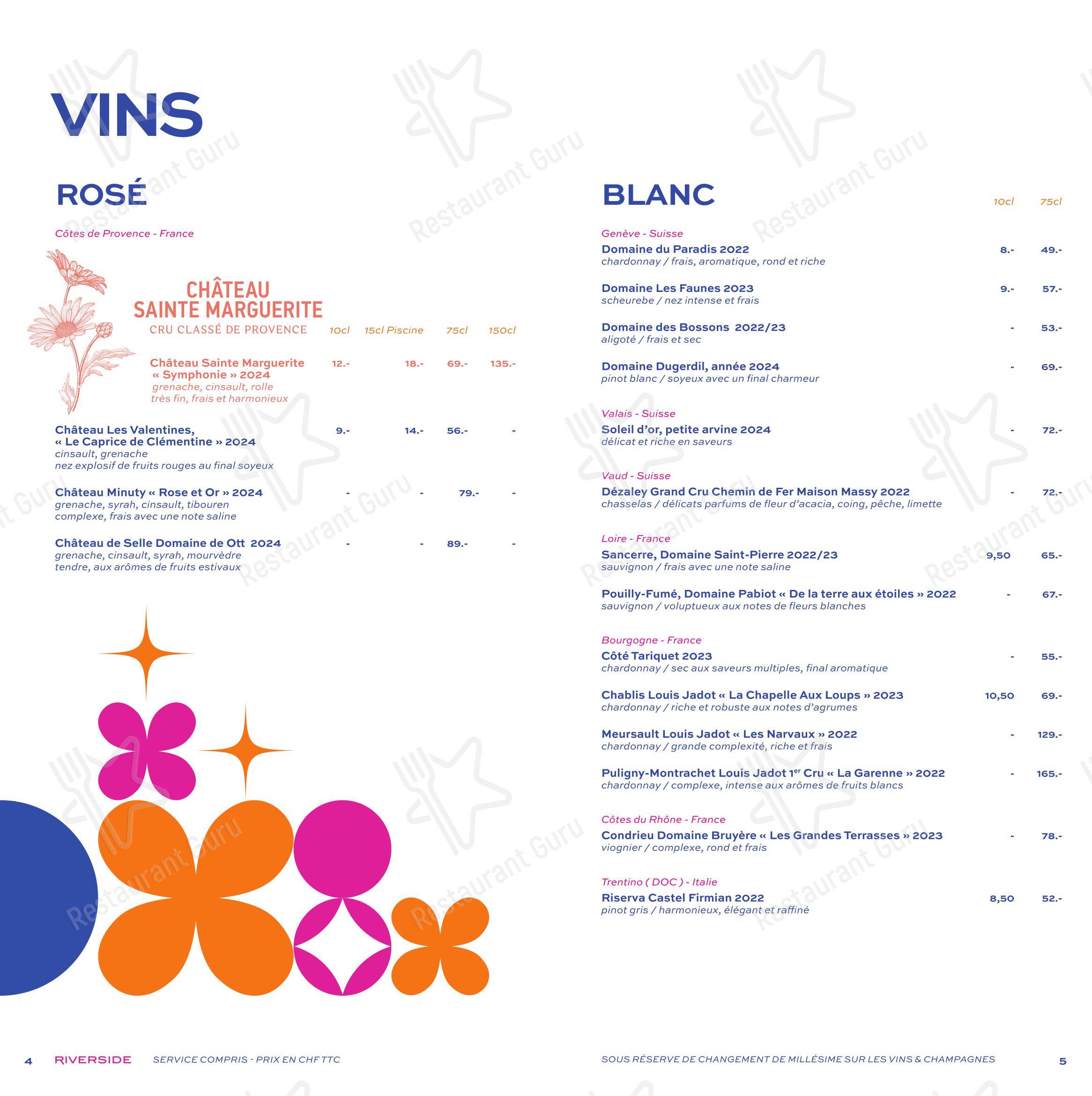 Menu per Riverside pub & bar