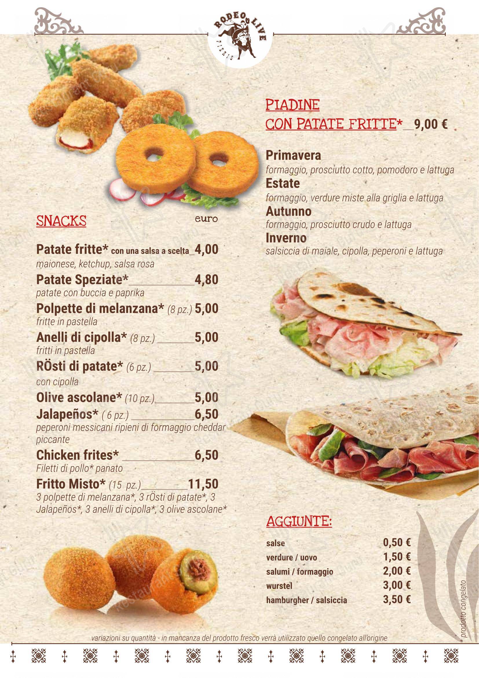 Menu per Rodeo Live Ristorante ristorante