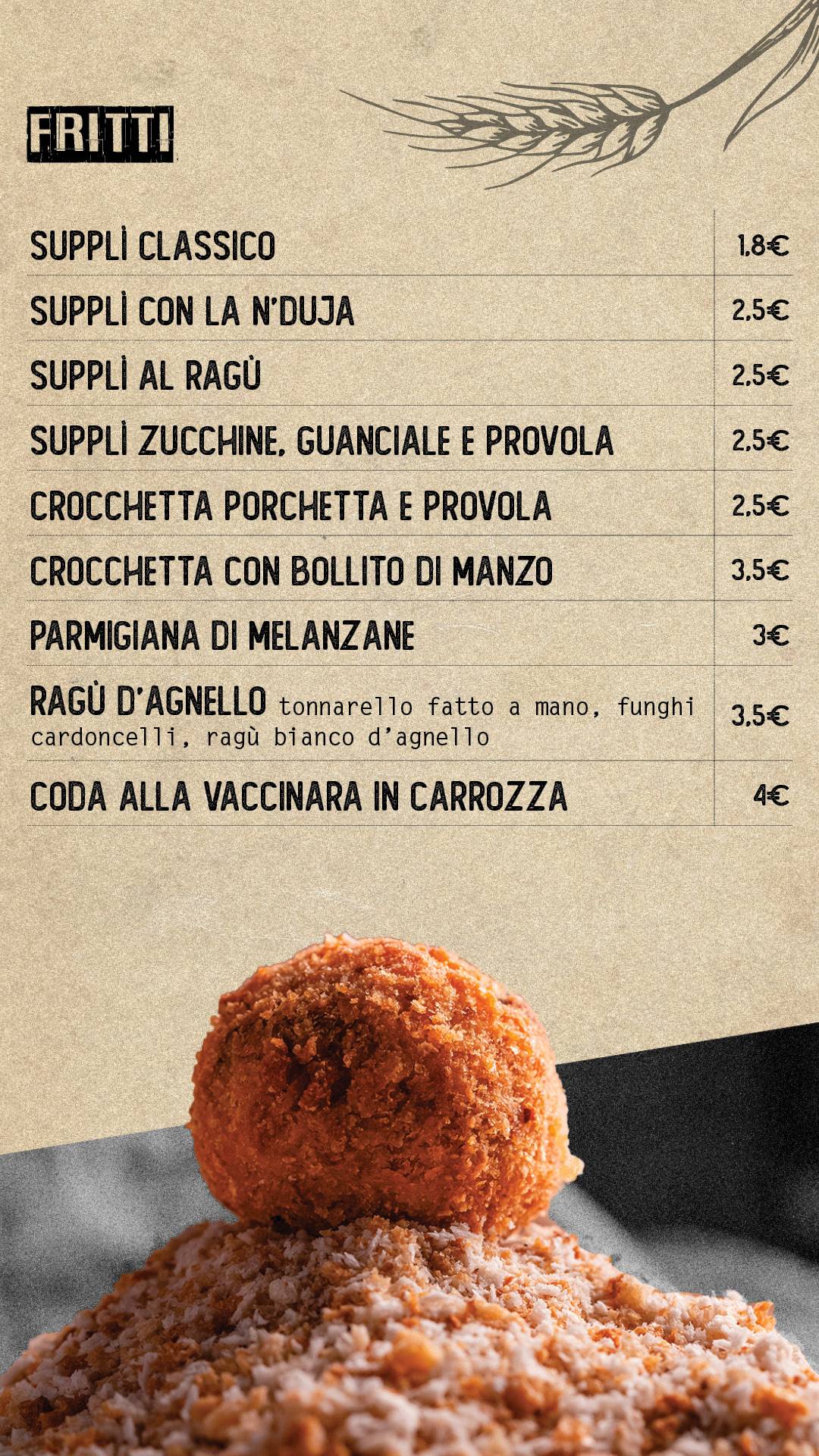 Menu di Fermento Roma 