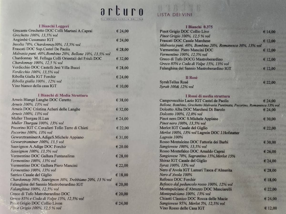 Menu di Ristorante Arturo 