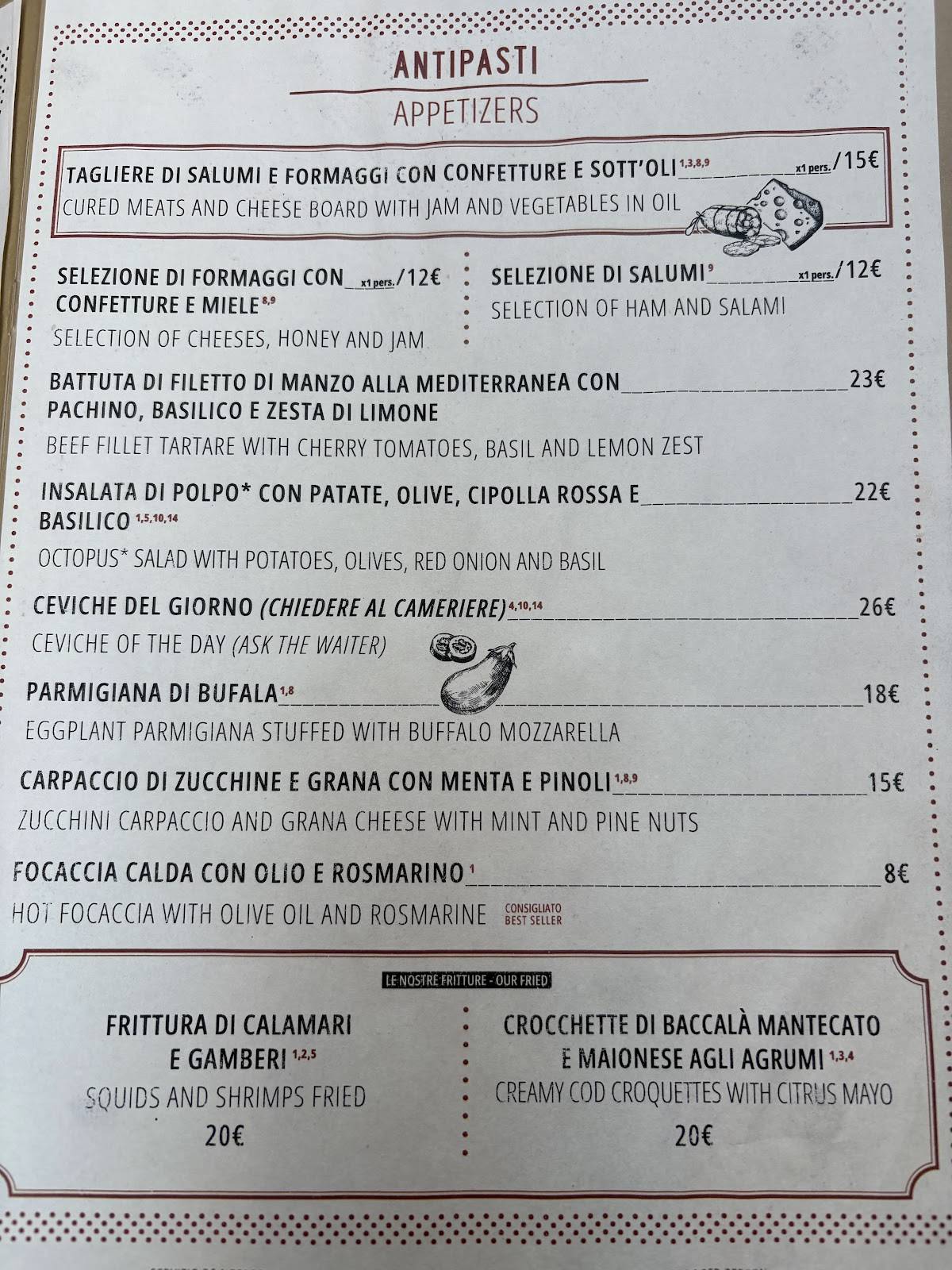 Menu de Ristorante Dillà