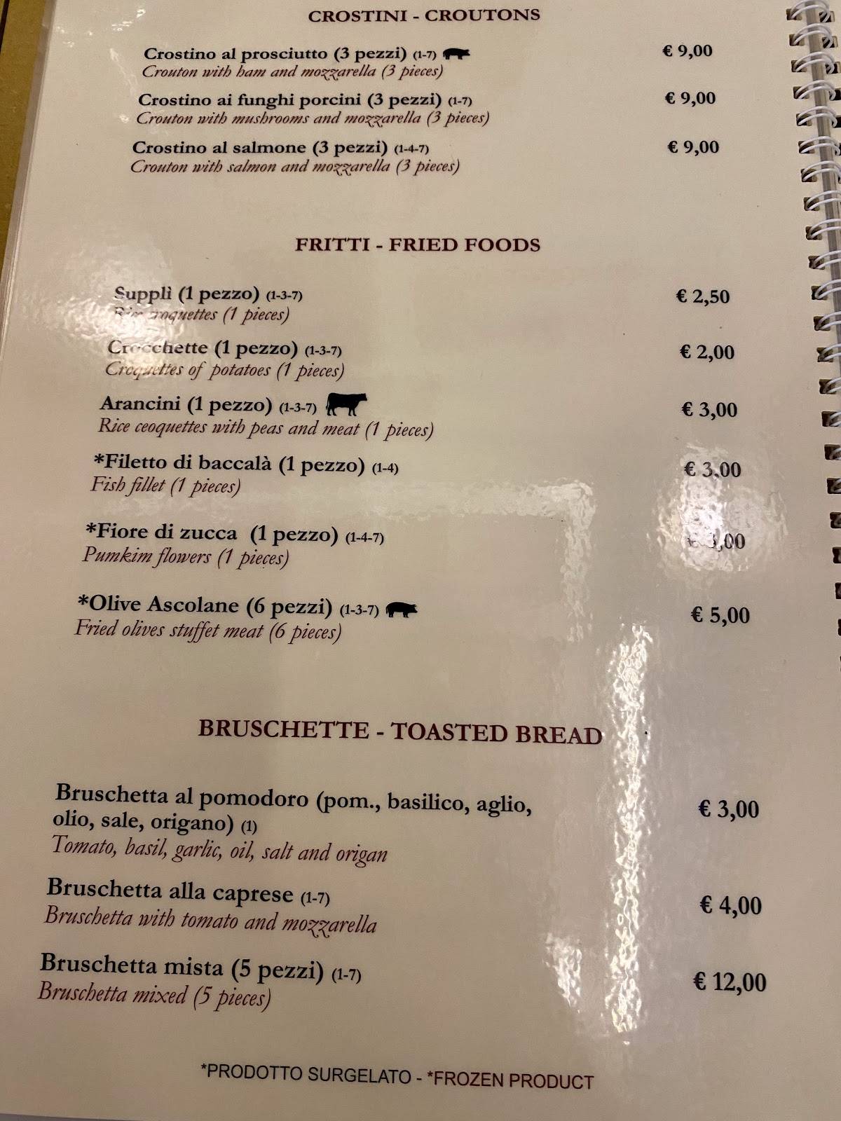 Menu di Ristorante Montevecchio 
