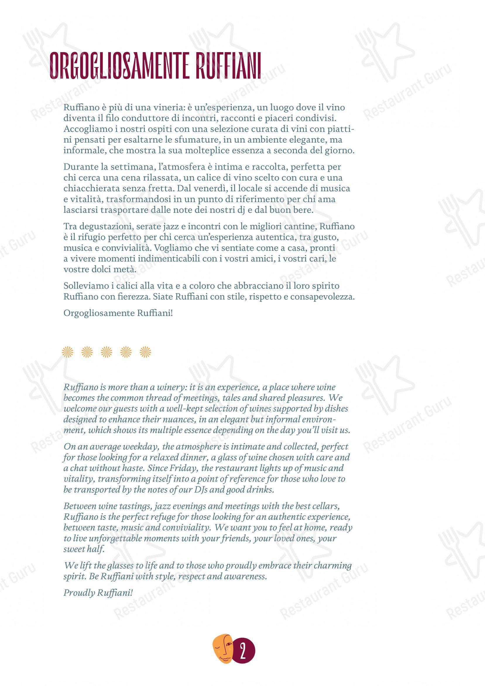 Menu di Ruffiano vini & piattini - Menu