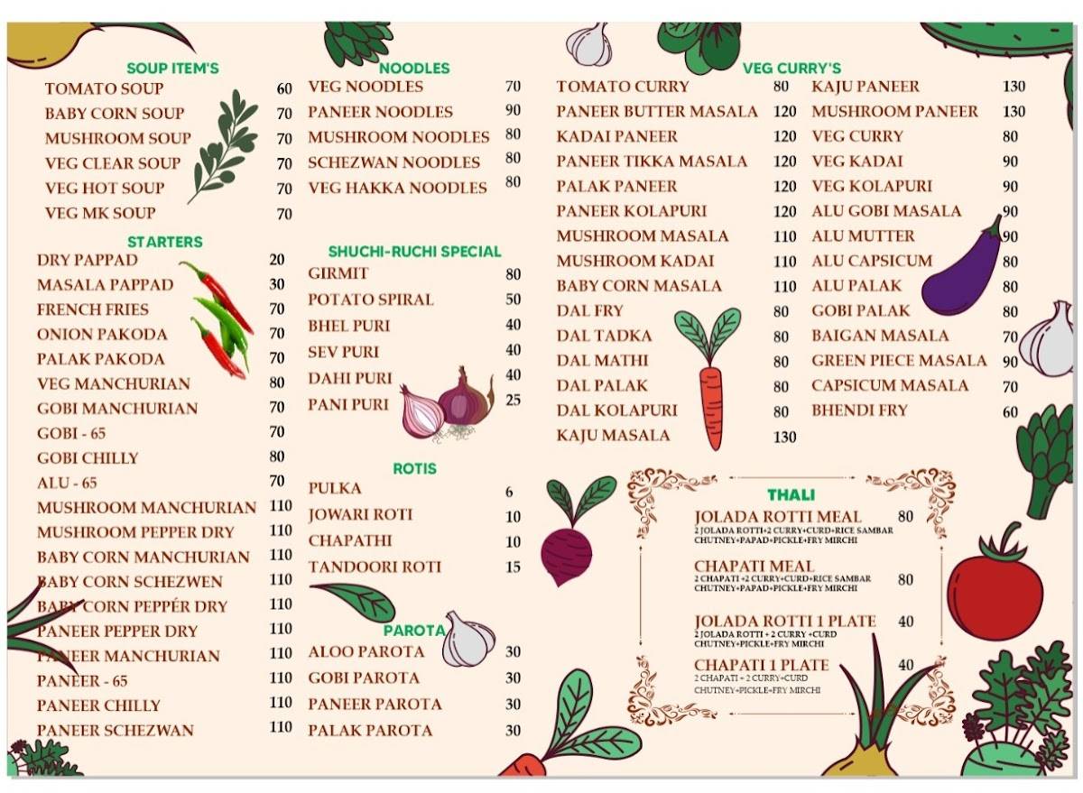 Shuchi-Ruchi Veg Restaurant menu