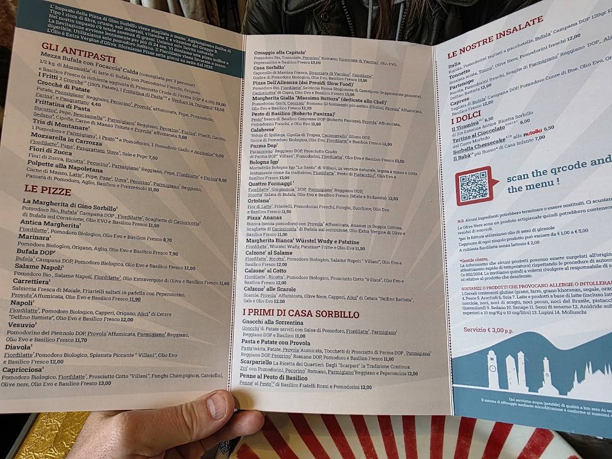 Menu di Sorbillo Roma 