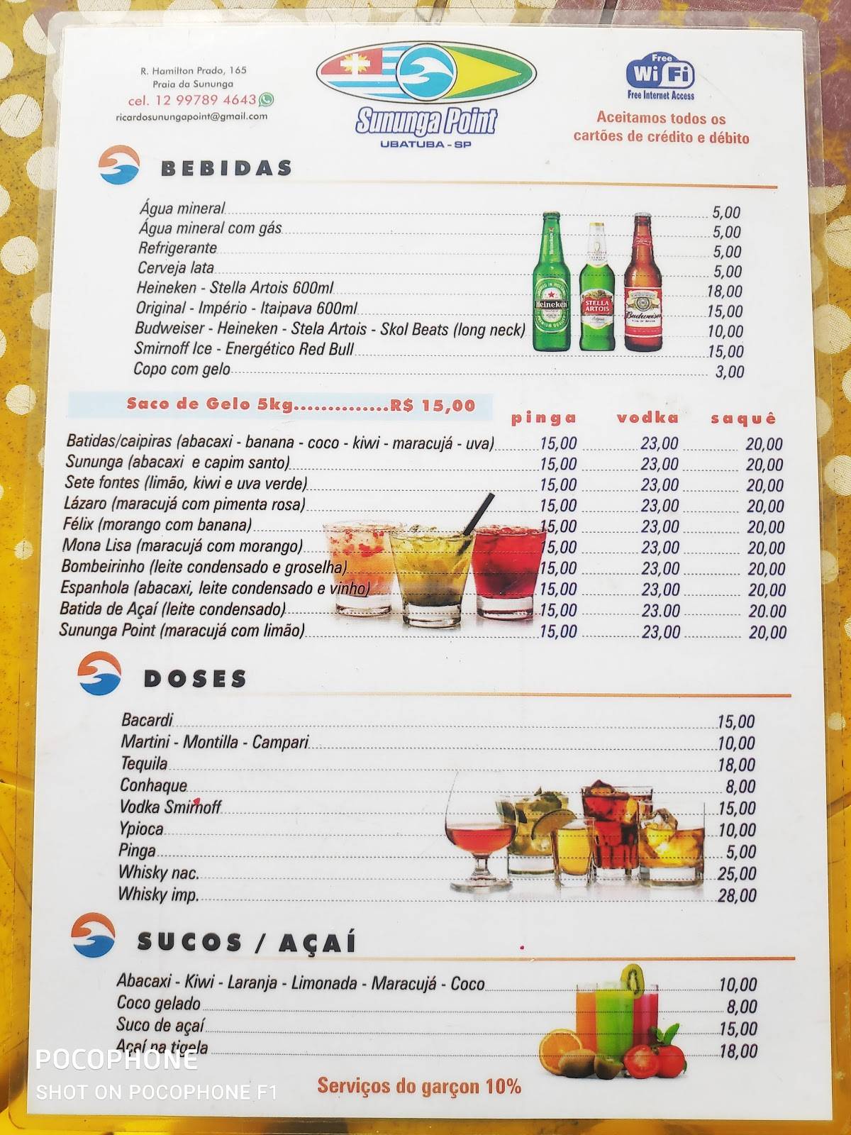 Sununga Point cardápio