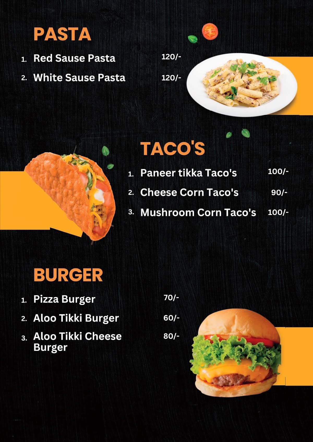 Susi Pizza menu