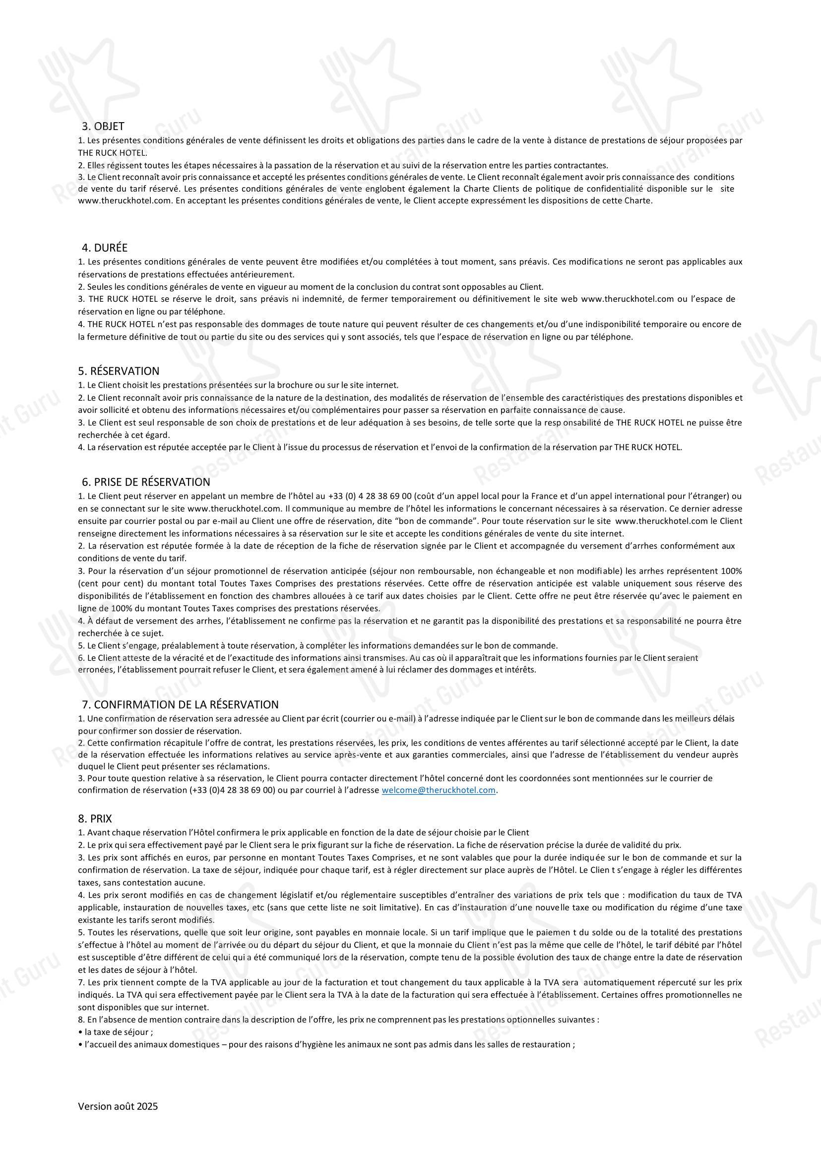 Découvrez le menu pour The Ruck Hotel