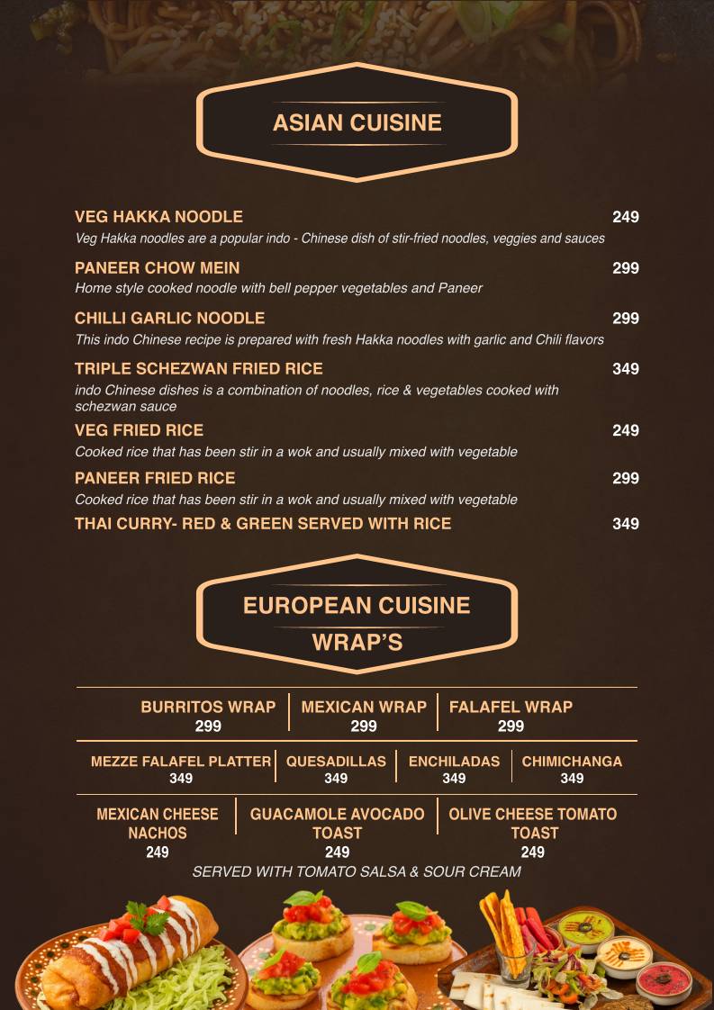 Thrill cafe Rishikesh menu