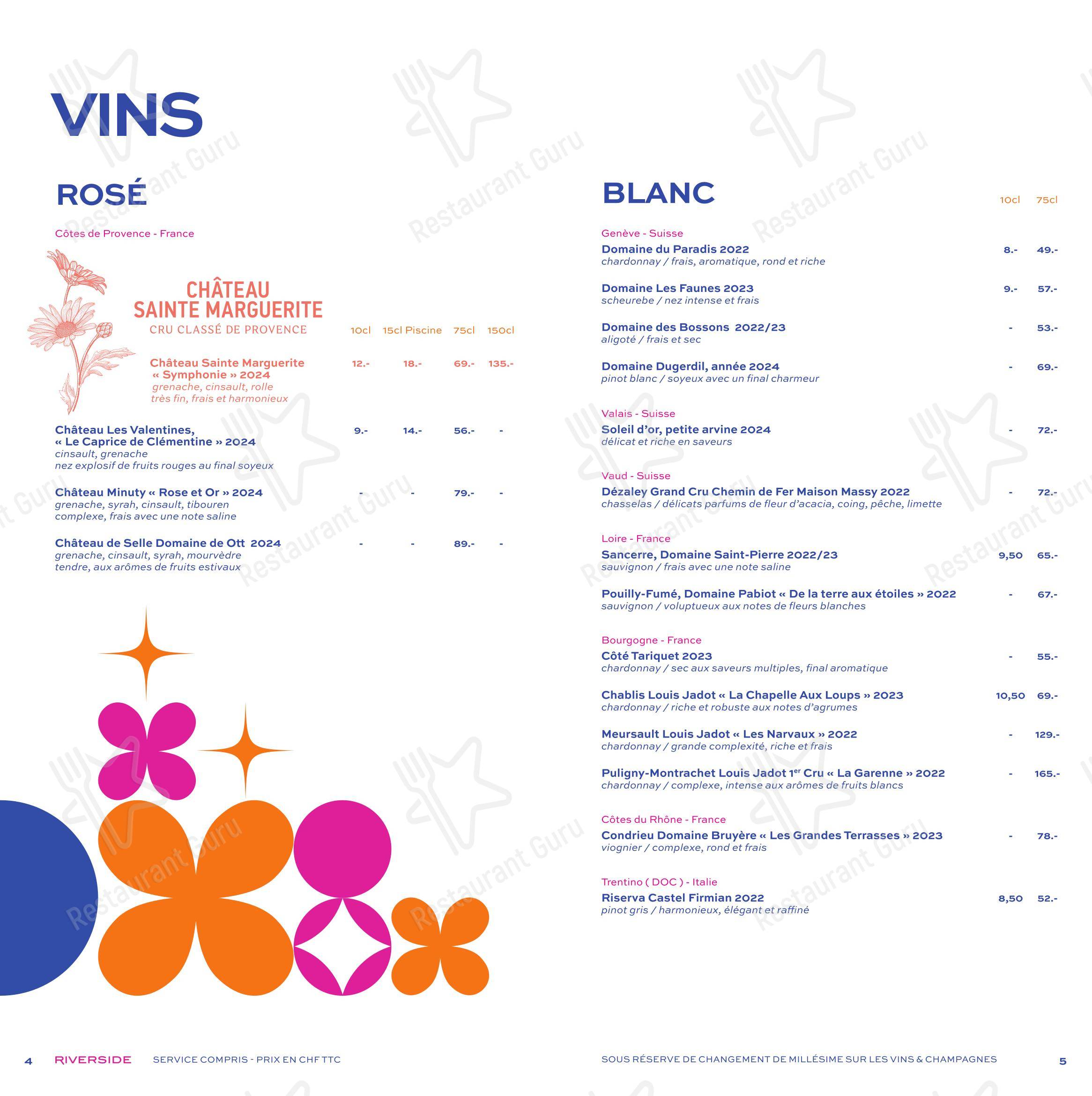 Menu di Riverside - Menu