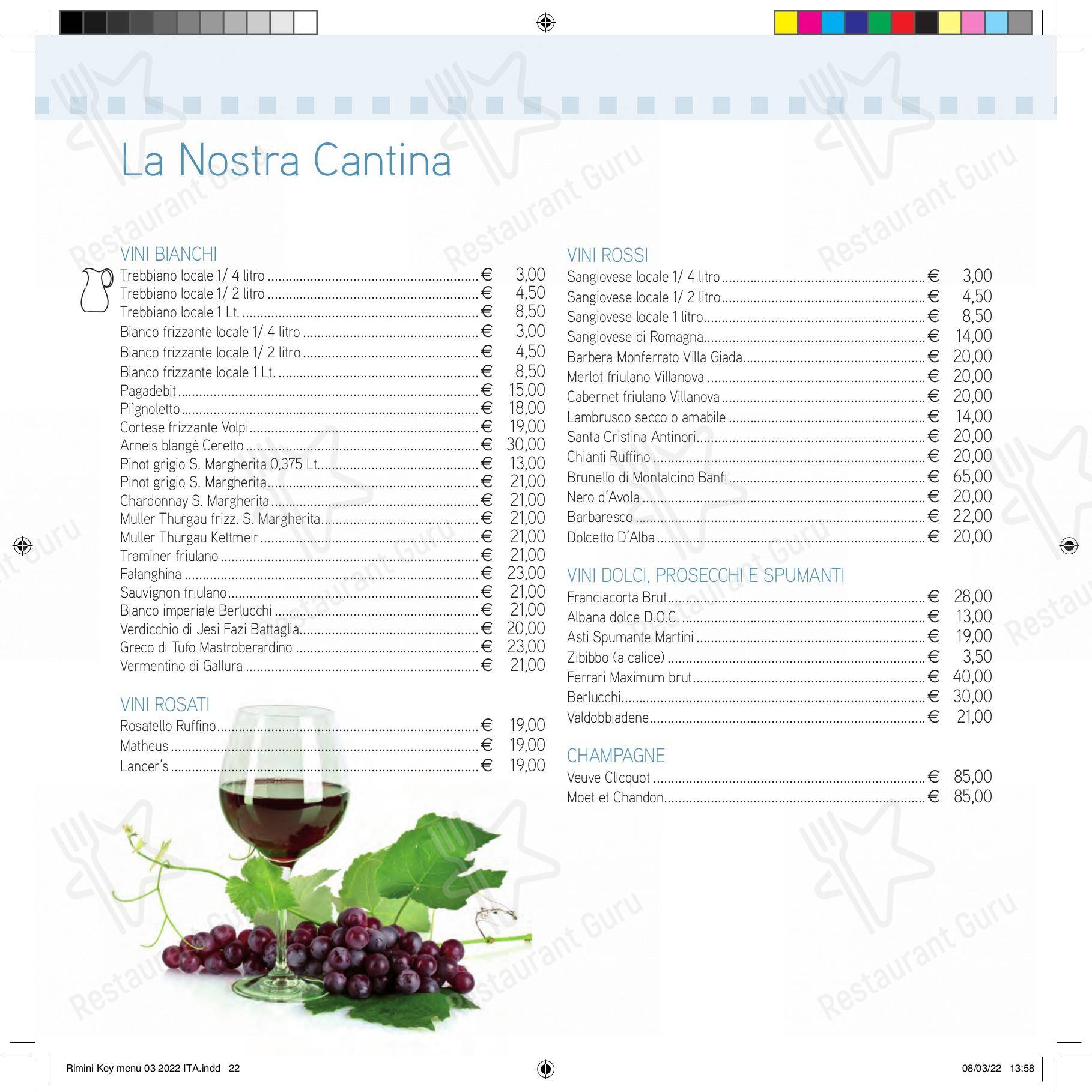 Menu per Ristorante Pizzeria Rimini Key in Rimini