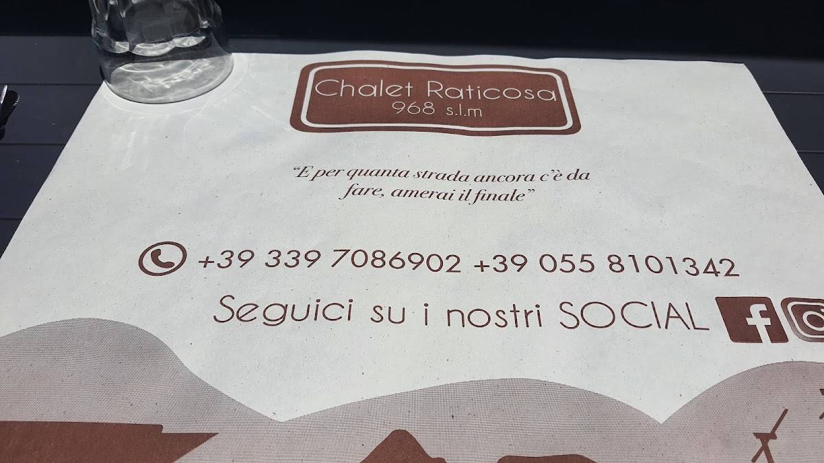 Menu di Bar Chalet Raticosa 