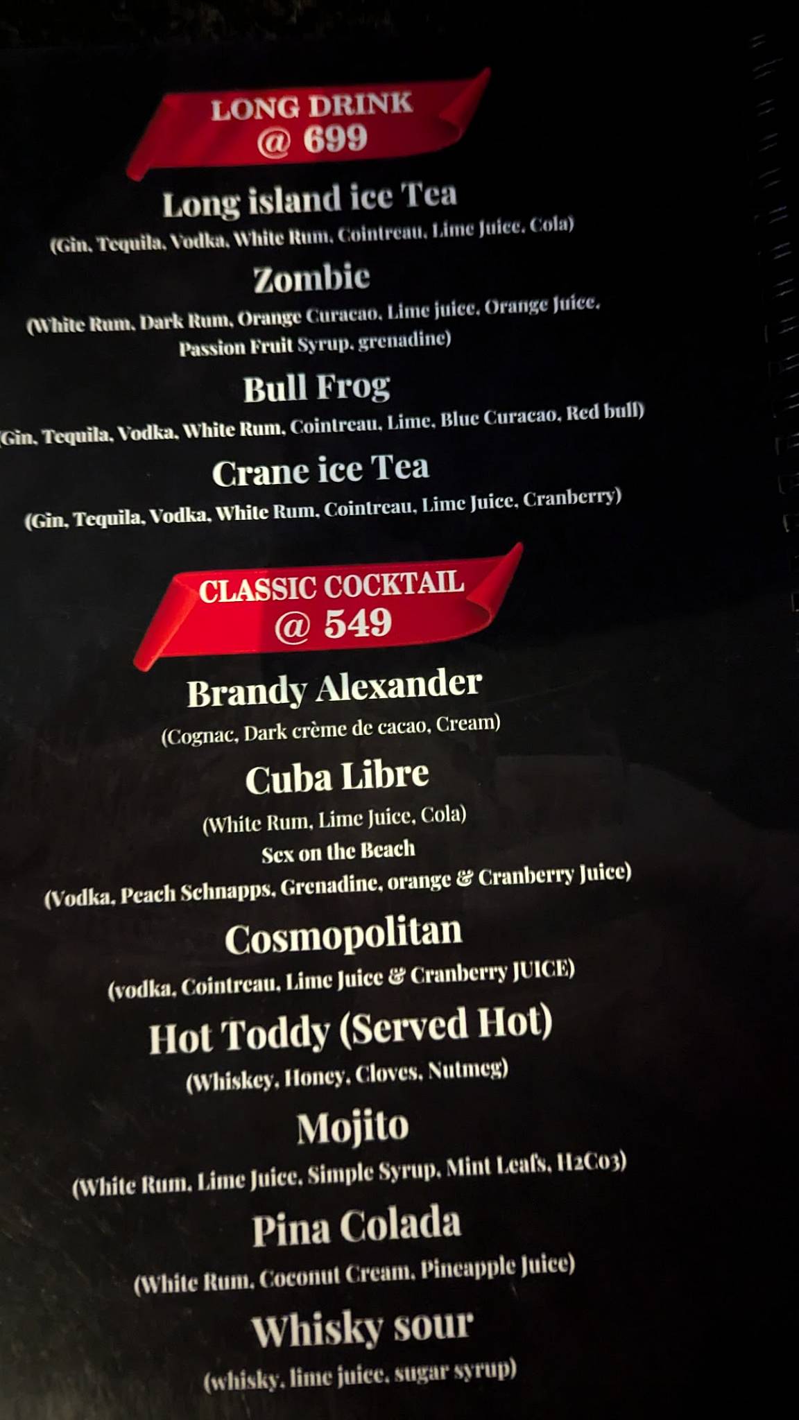 Hotel Ajantha Sea View menu