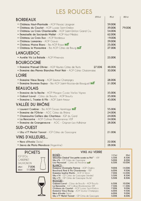 Menu de All Sports Café Rouen