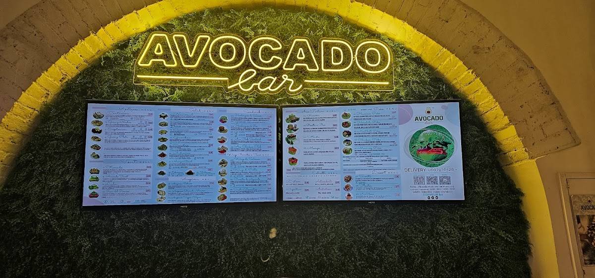 Menu de Avocado Bar Roma