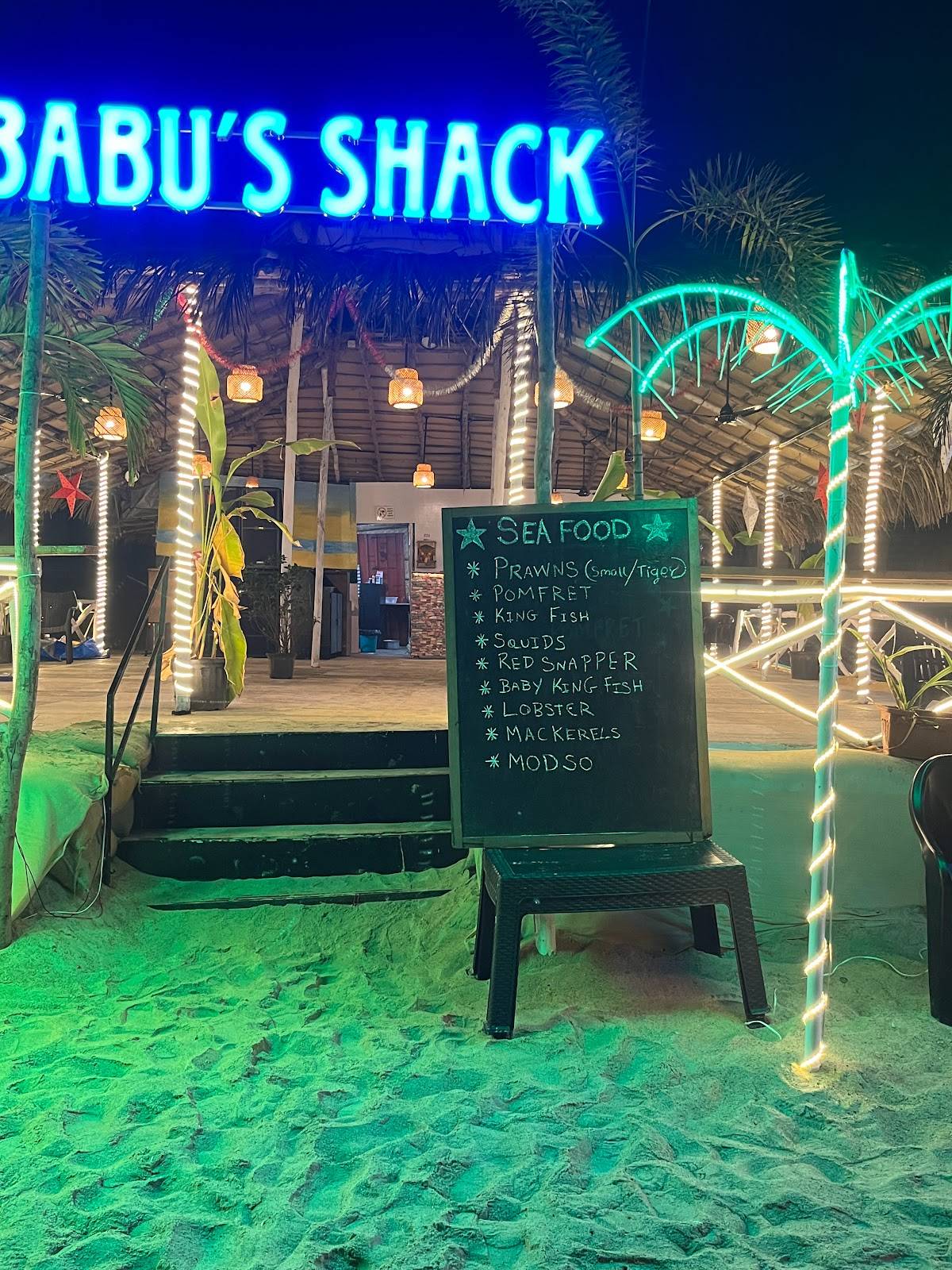 Babu's Shack menu