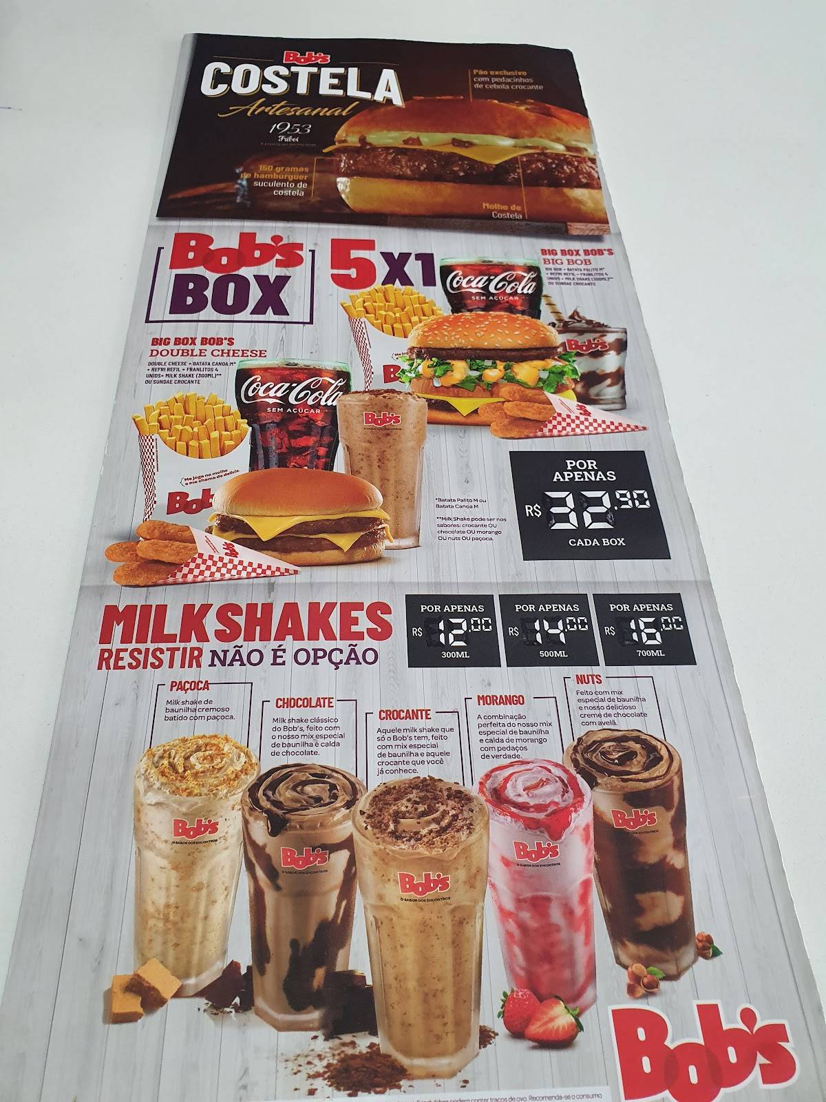 Bob's Burger - Shopping Três Rios cardápio