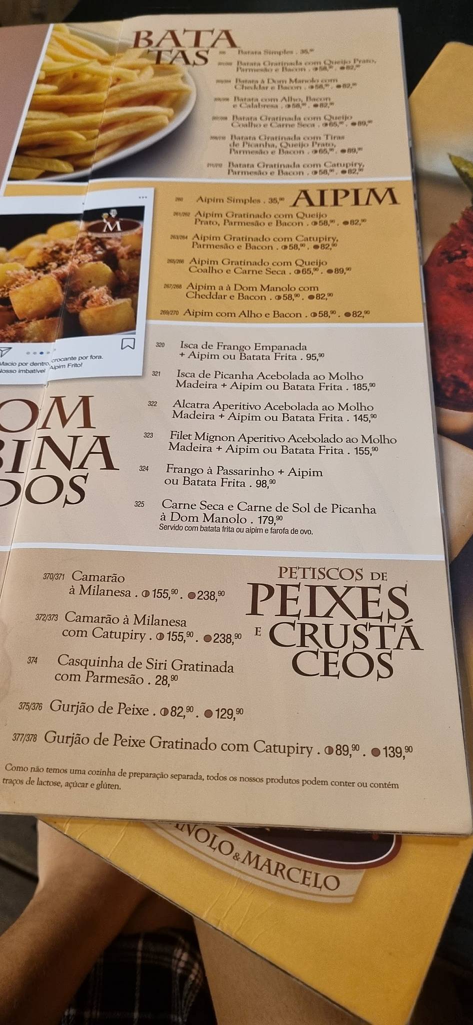 Boteco do Manolo & Marcelo cardápio
