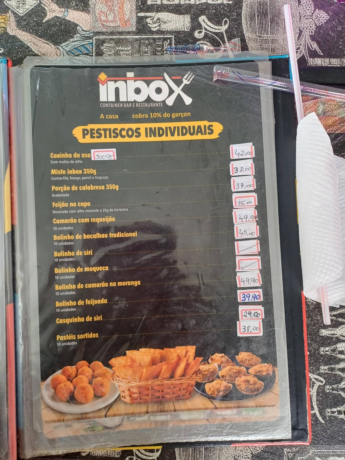 Inbox Container Bar cardápio
