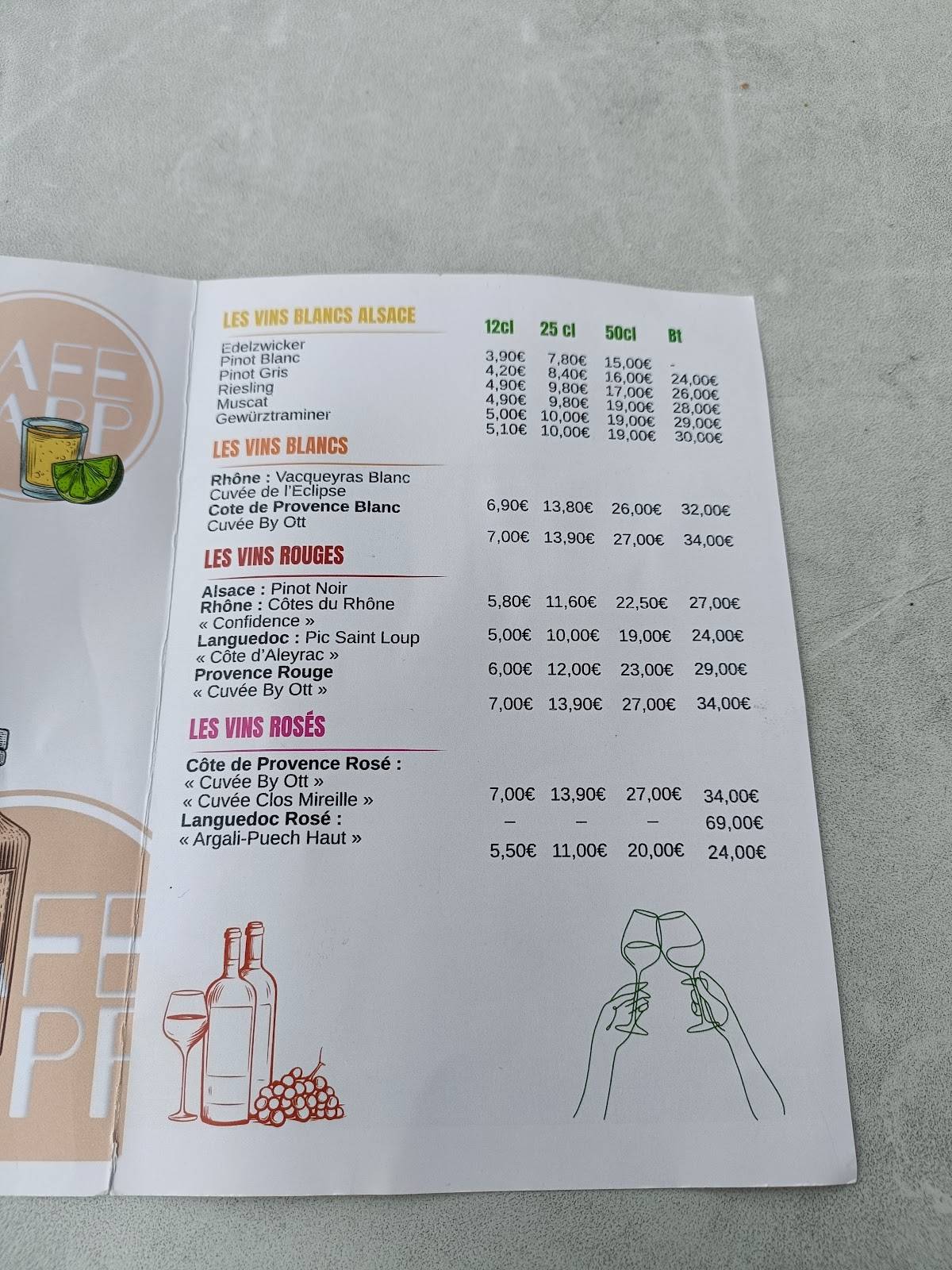 Menu de Café Rapp Colmar