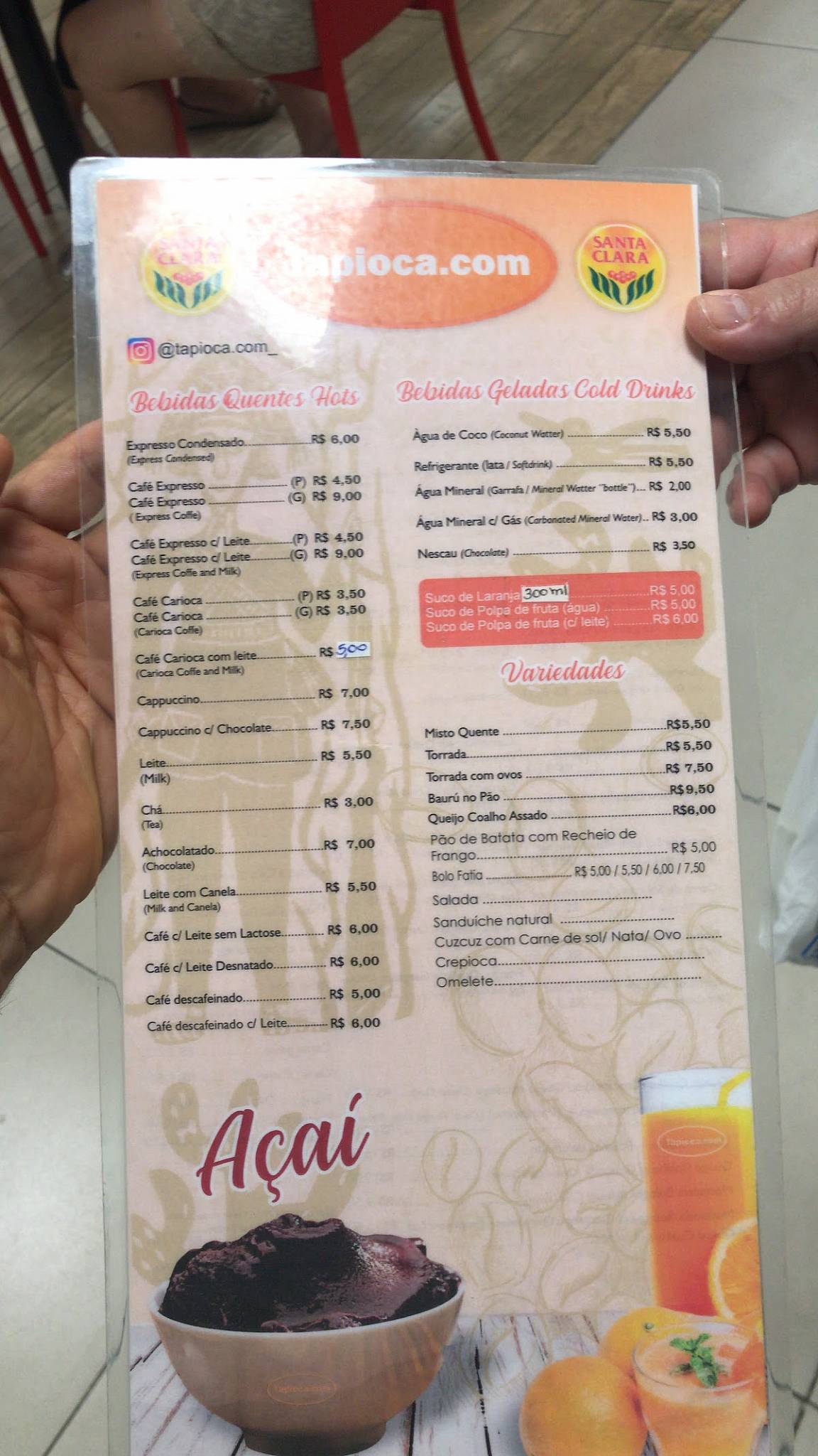 Tapioca.com cardápio