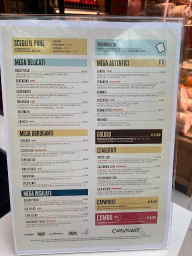Menu di Capatoast - Roma Maximo 