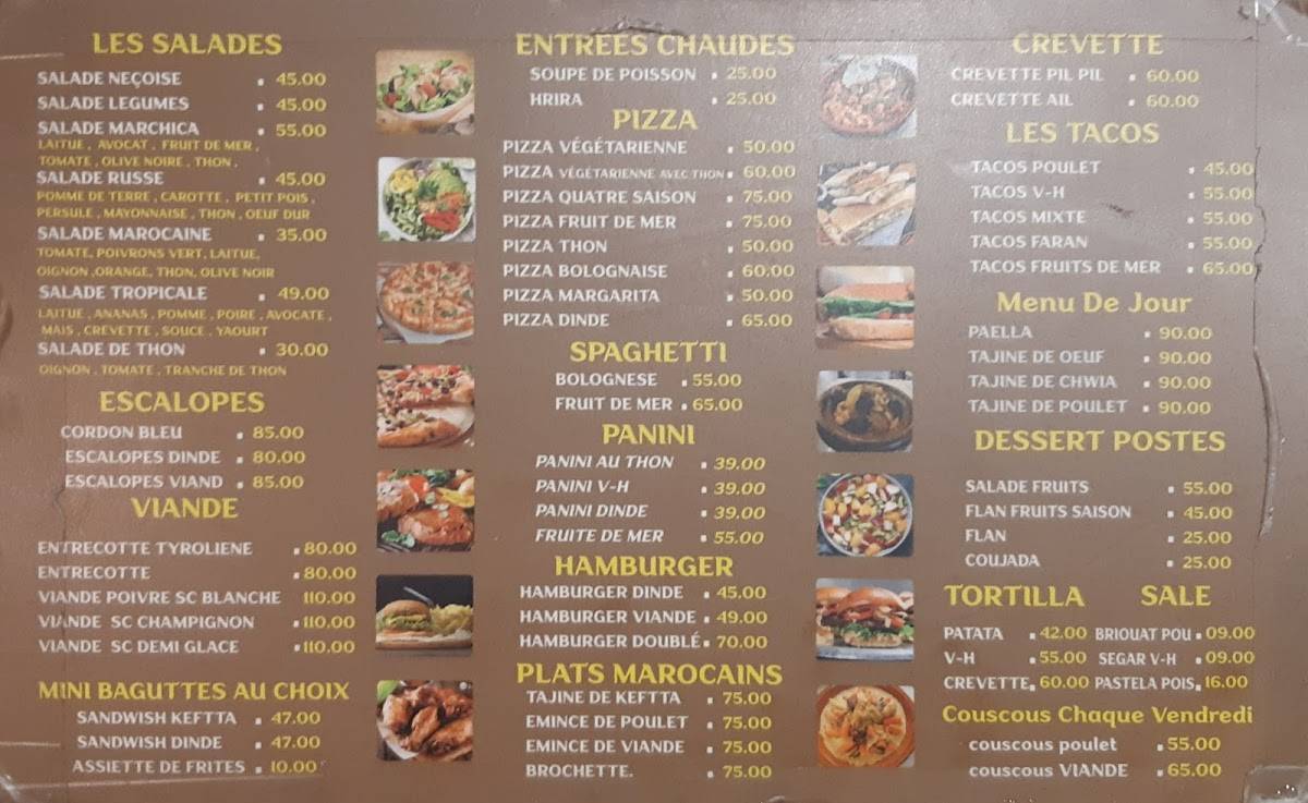 Menu de El Rincón