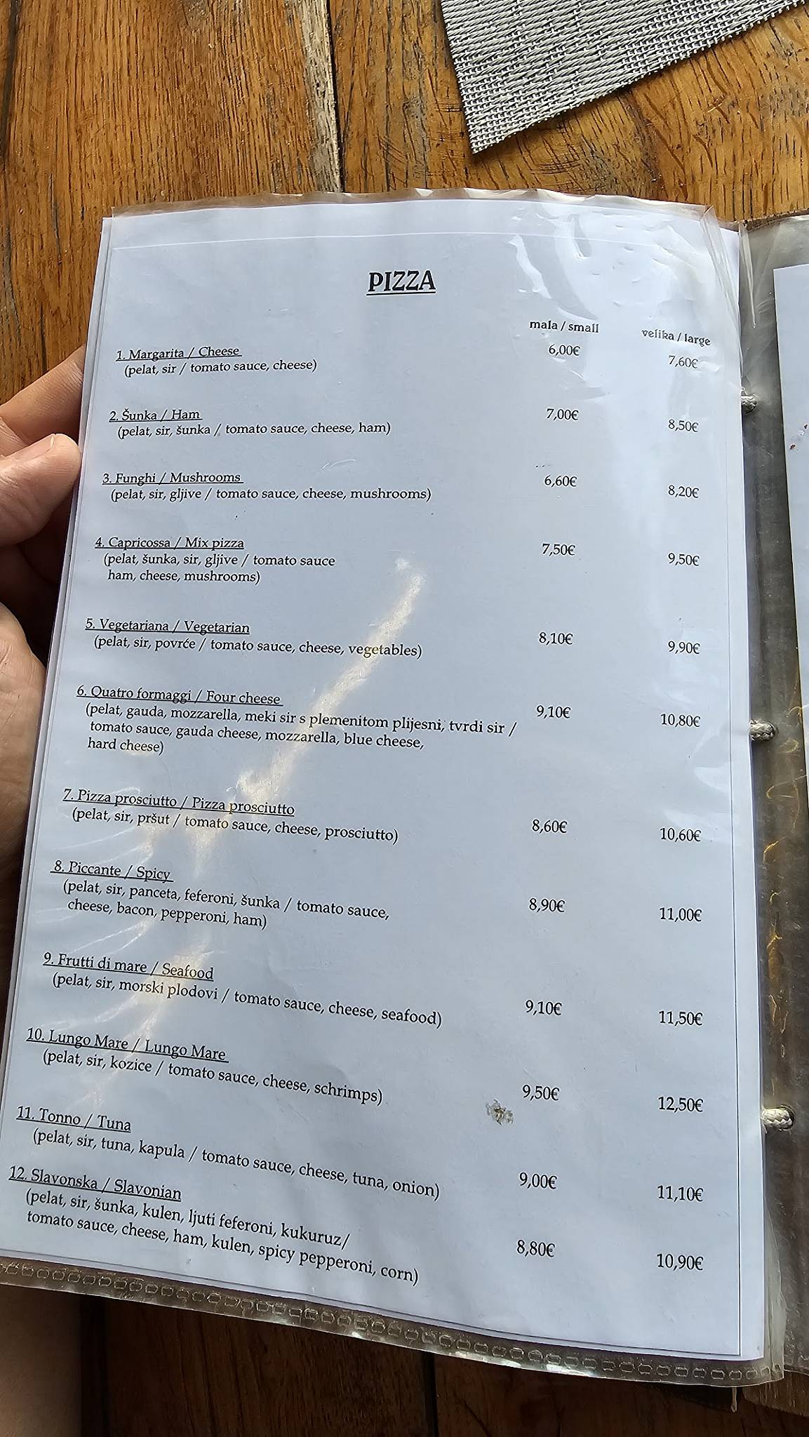 Menu di Forum pizzerija 