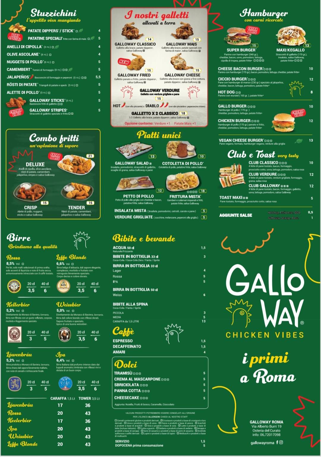 Menu di Galloway Roma 