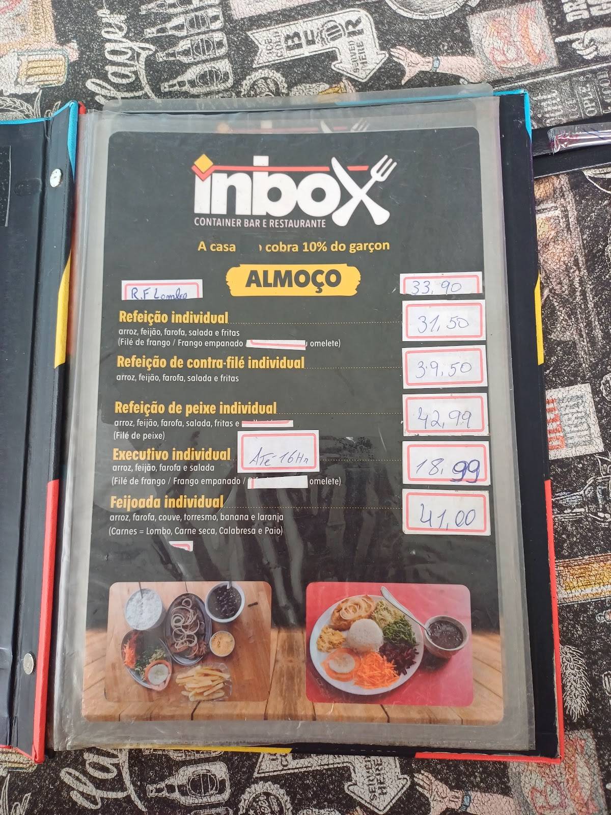 Inbox Container Bar cardápio