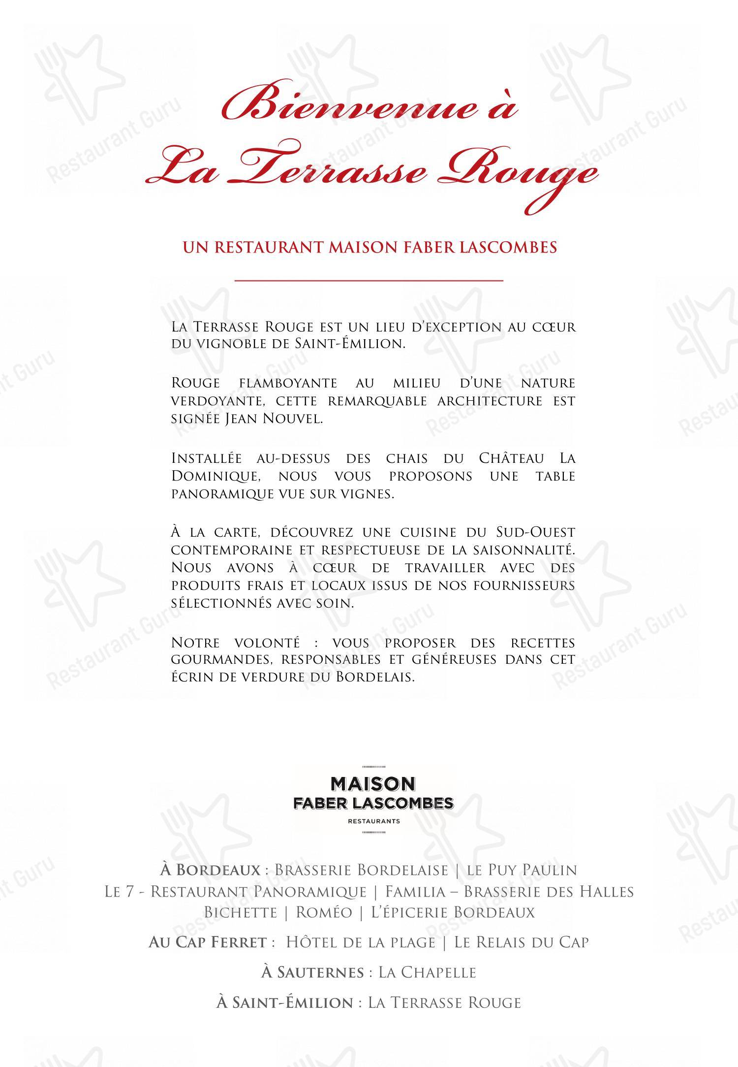 Menu pour La Terrasse Rouge - Menu bar