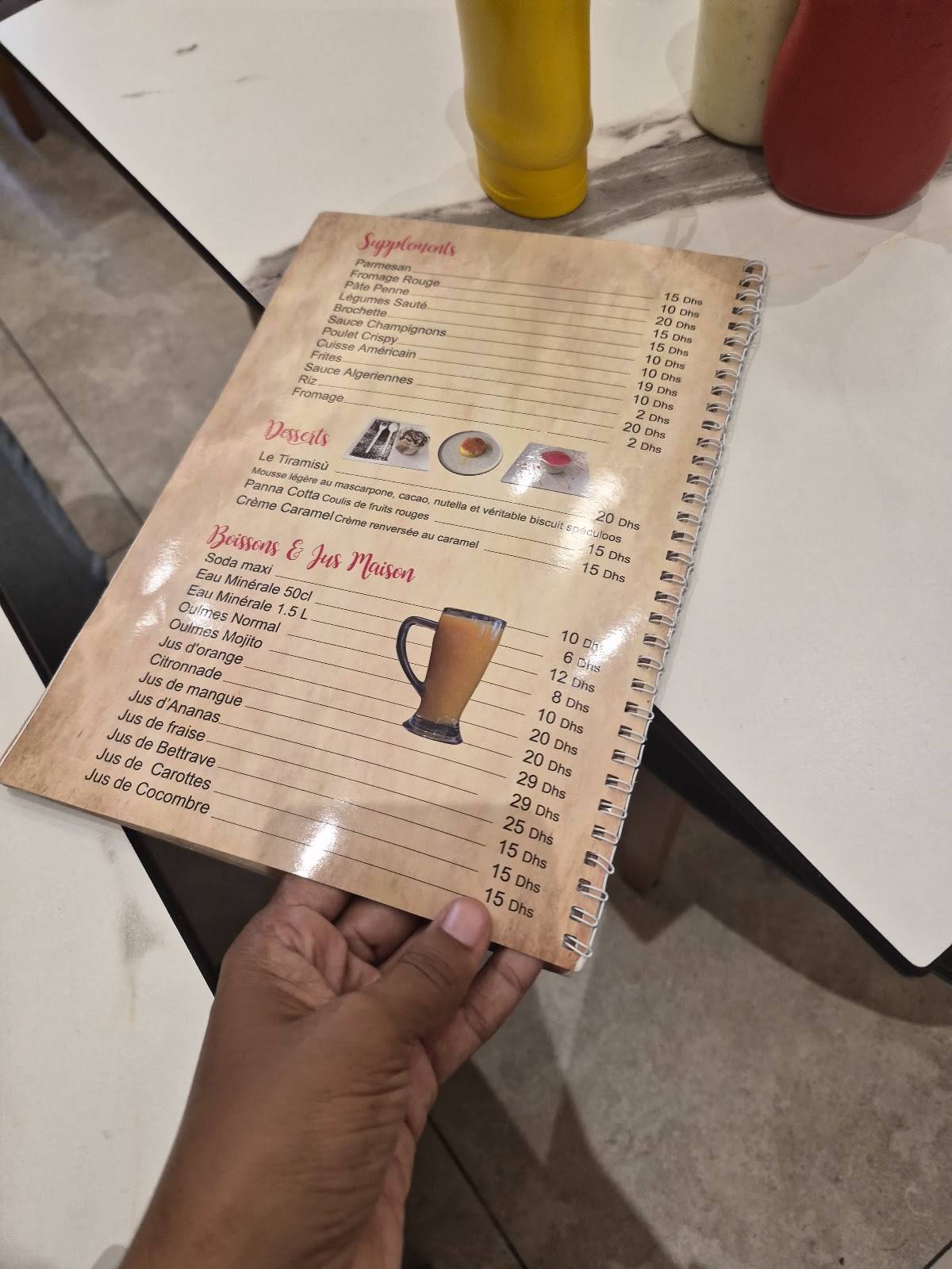 Menu de Mahboub