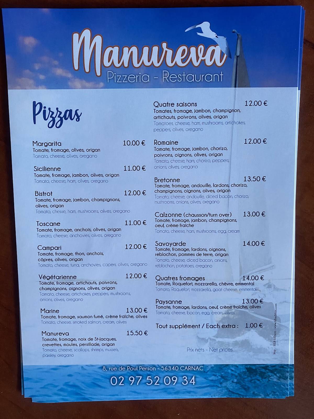 Menu de Manureva
