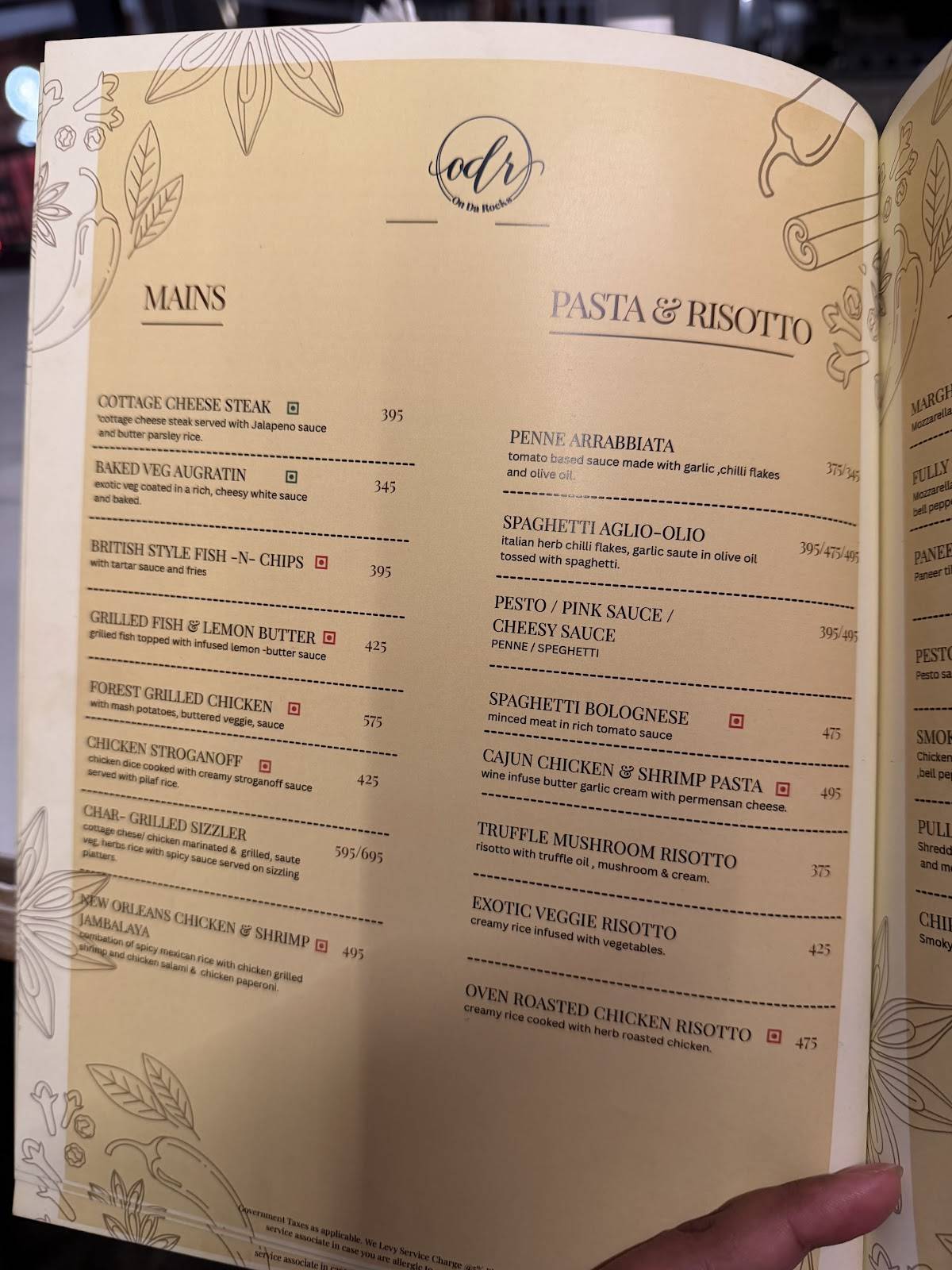 ODR - On Da Rocks menu