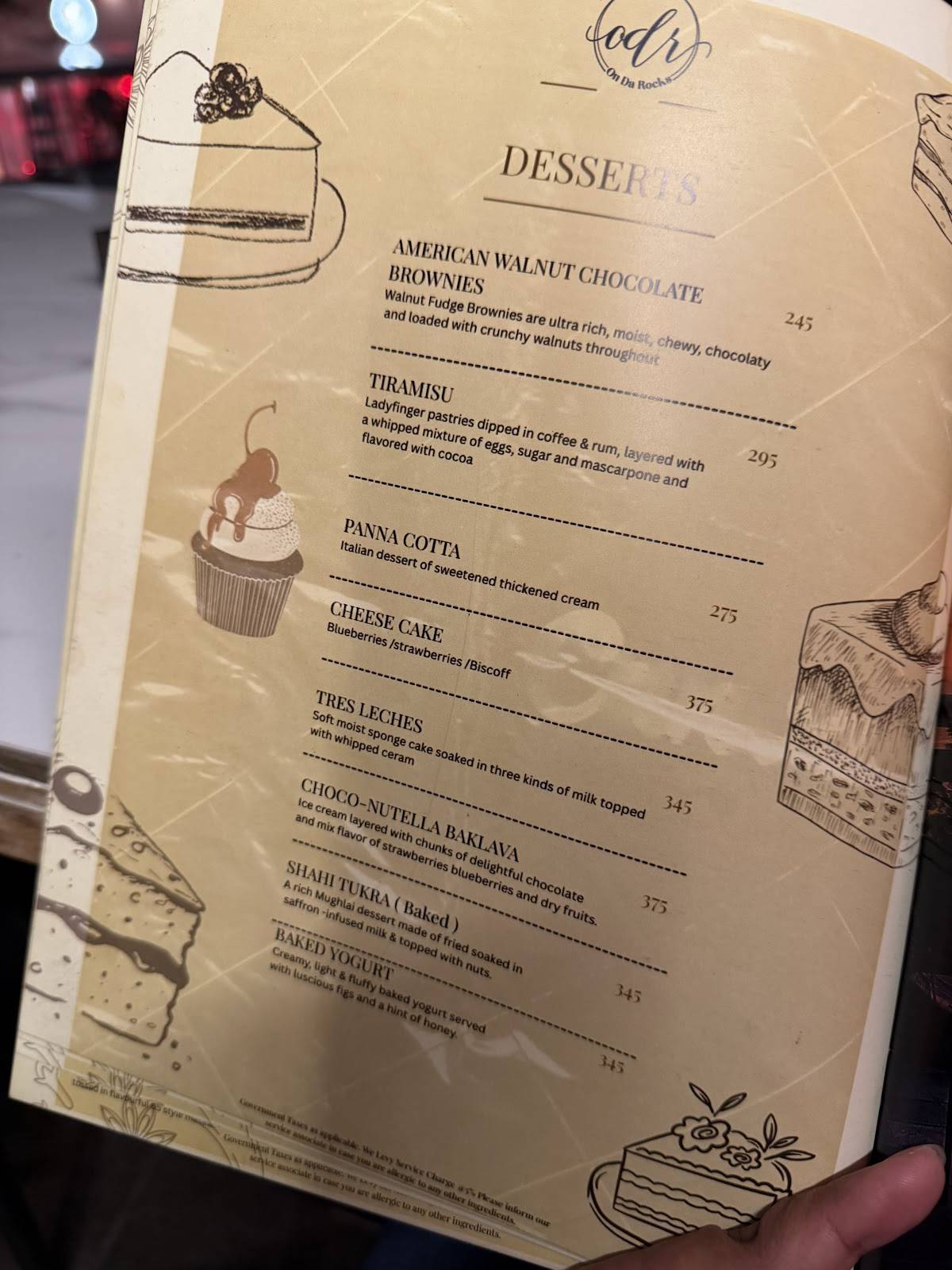 ODR - On Da Rocks menu