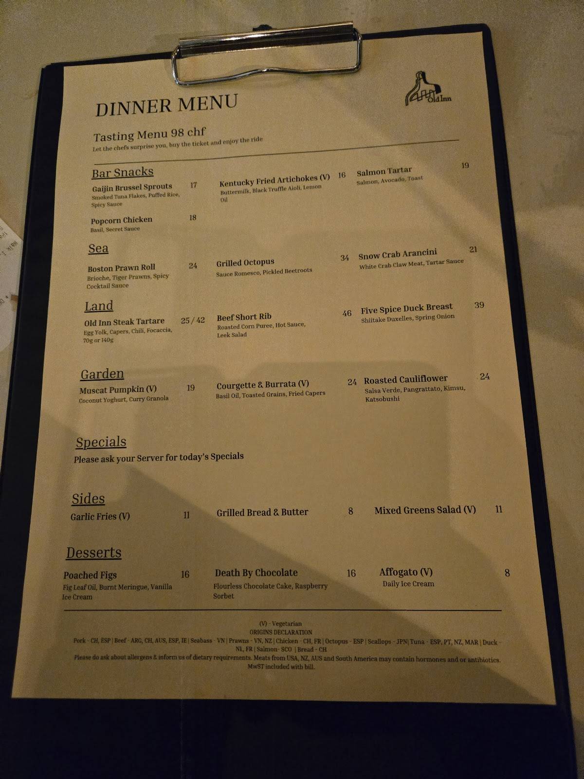 Menu di Old Inn 