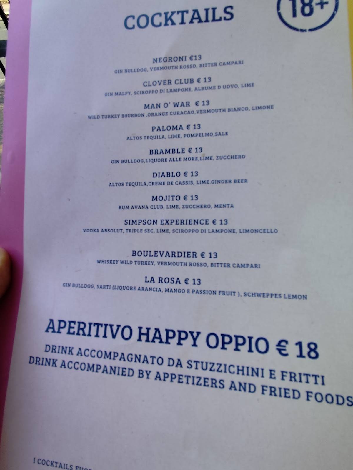 Menu di Oppio Caffè 
