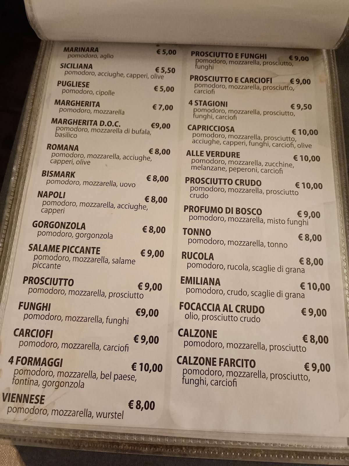 Menu di Pizzeria Ristorante Roffel 